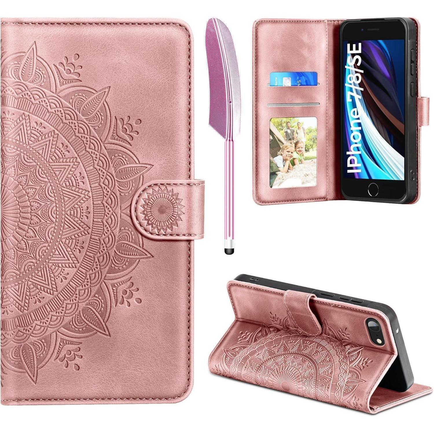 Handyhülle Iphone Se 2022/2020 7 8 Flip Leder Tasche Rosa