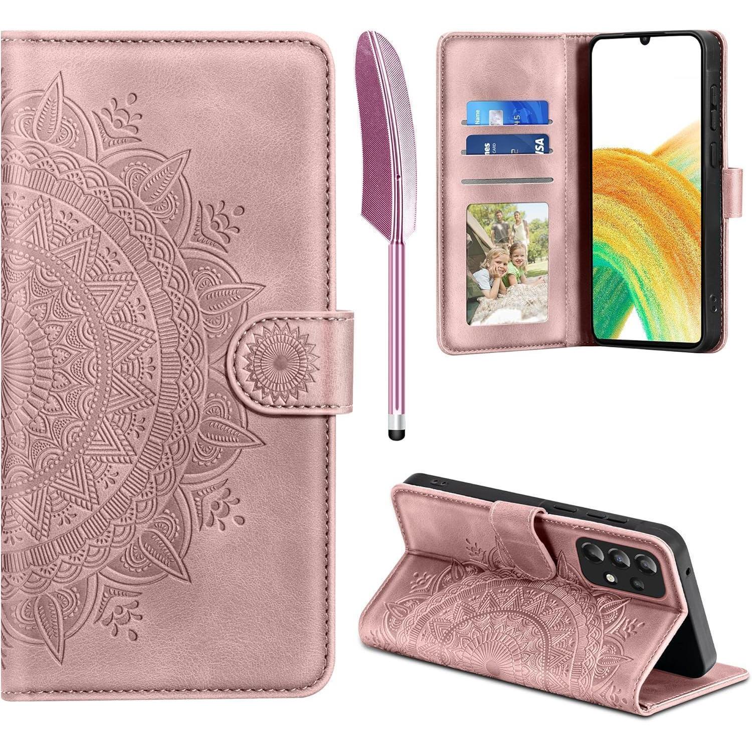 Handyhülle Leder Klapphülle Kartenfach Magnet Samsung Galaxy A33 Rosa