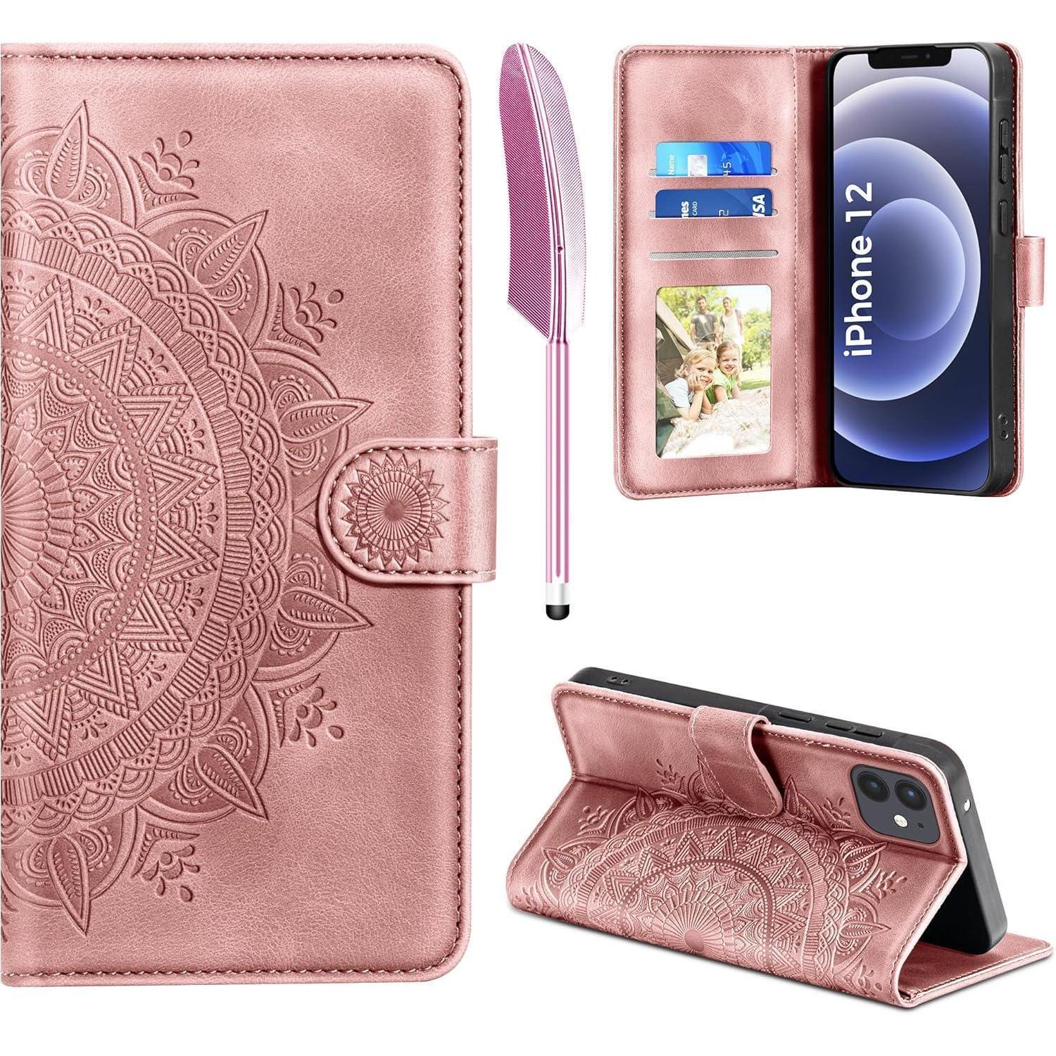 Handyhülle Klapphülle Kartenfach Magnet Ständer Iphone 12 12 Pro Rosa