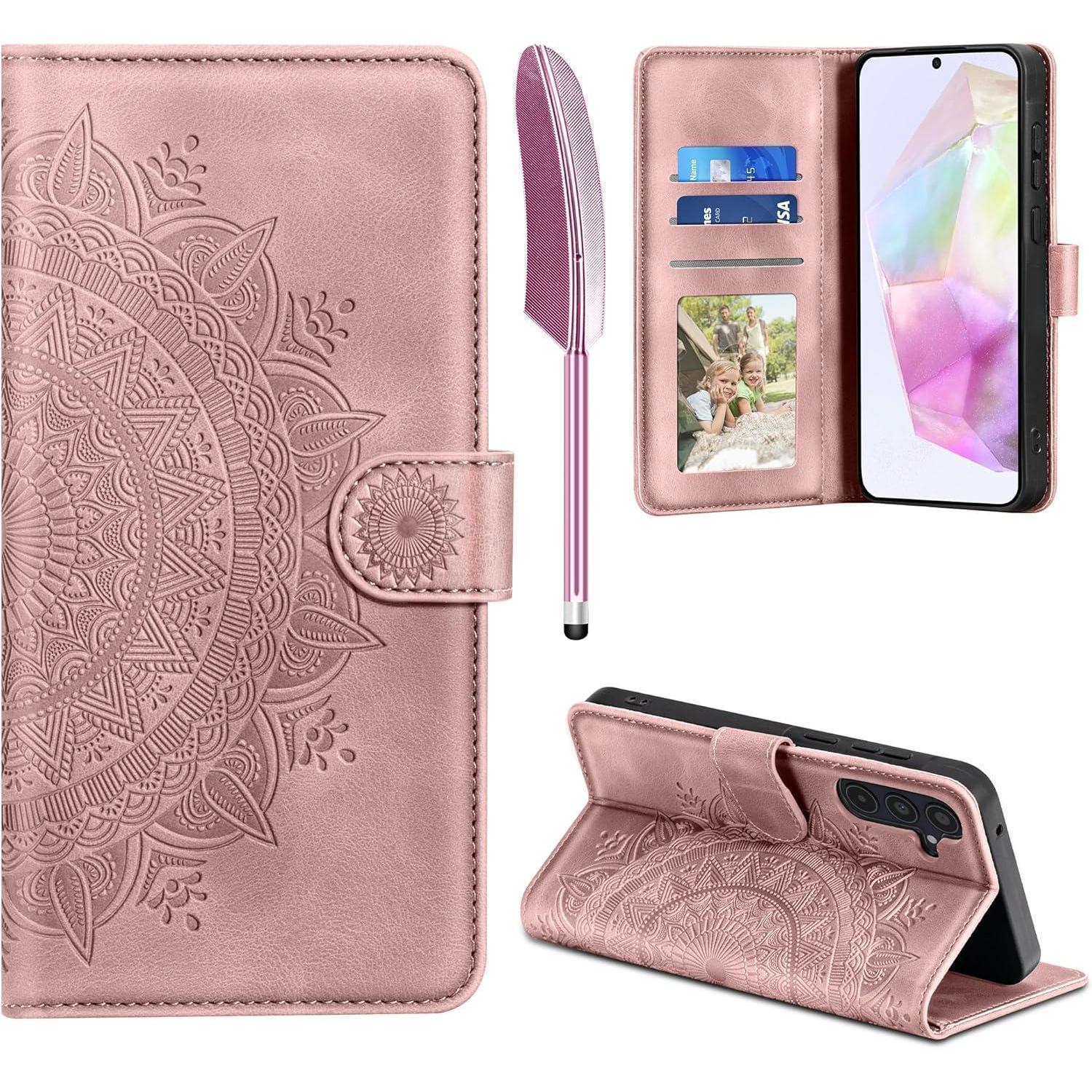 Handyhülle Galaxy A35 Flip Wallet Kartenfach Samsung Galaxy A35 Rosa