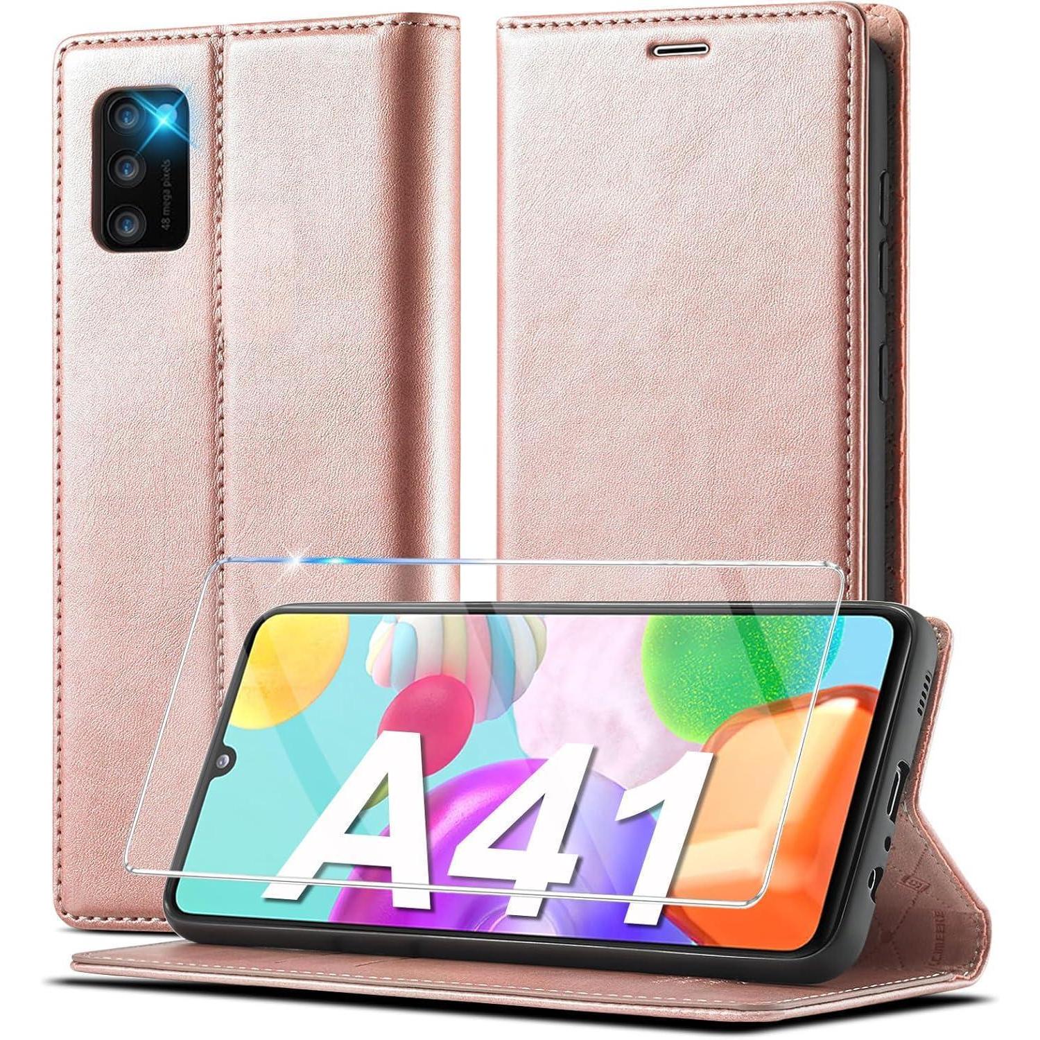 Handyhülle Samsung Galaxy A41 Klappbar Leder Stoßfest Rosa