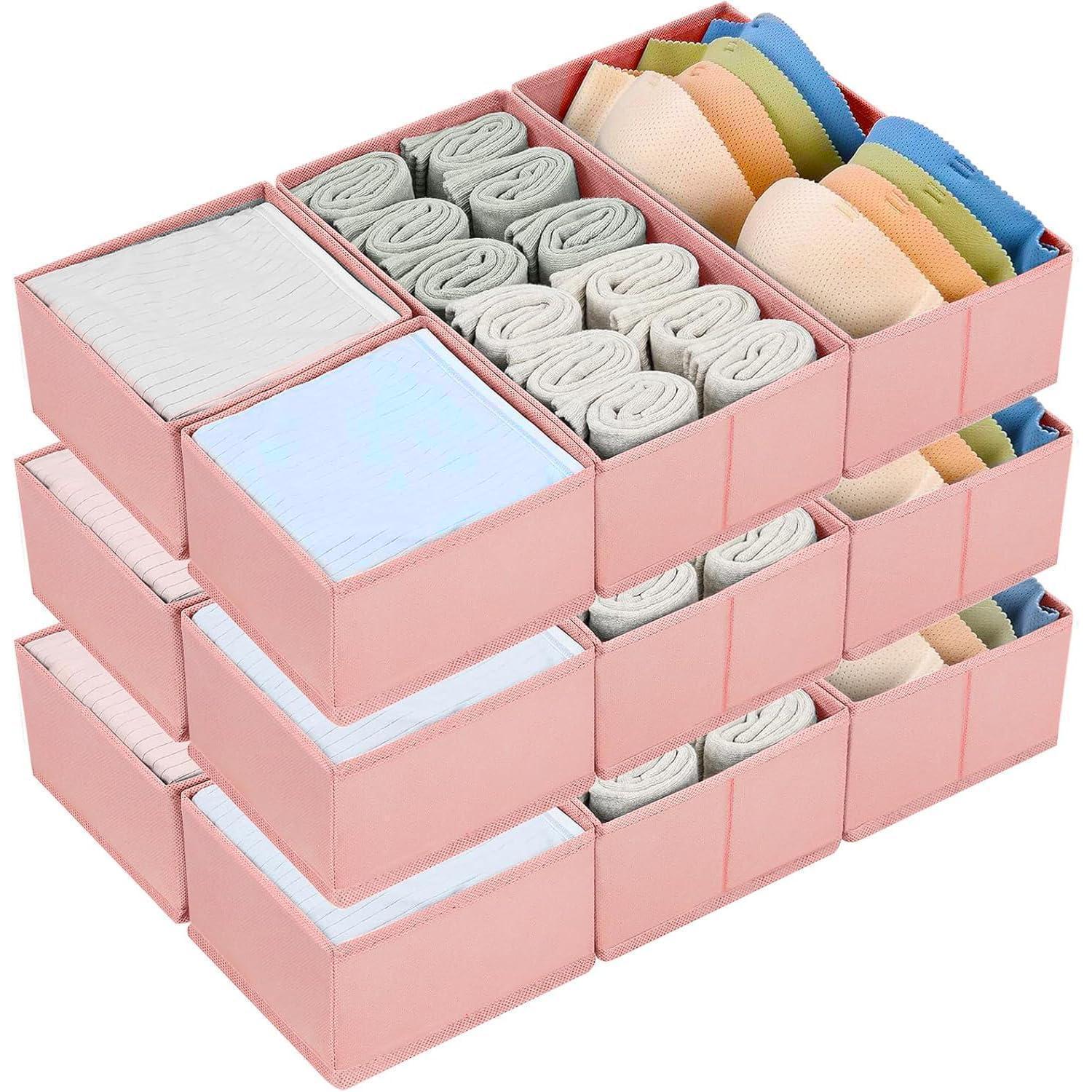 Schubladen Organizer Unterwäsche Box Stoff Ordnung 12 Stück Rosa