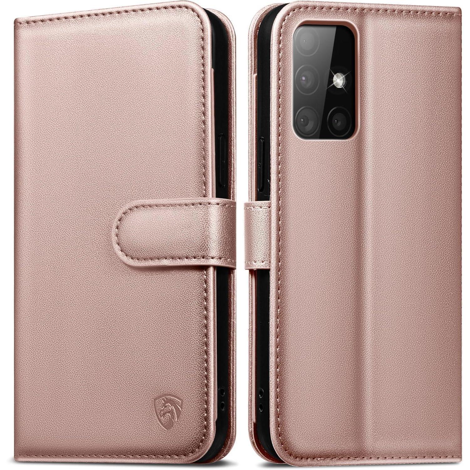 Handyhülle Samsung Galaxy A51 Rosegold Panzer Glas Kartenfächer Rfid
