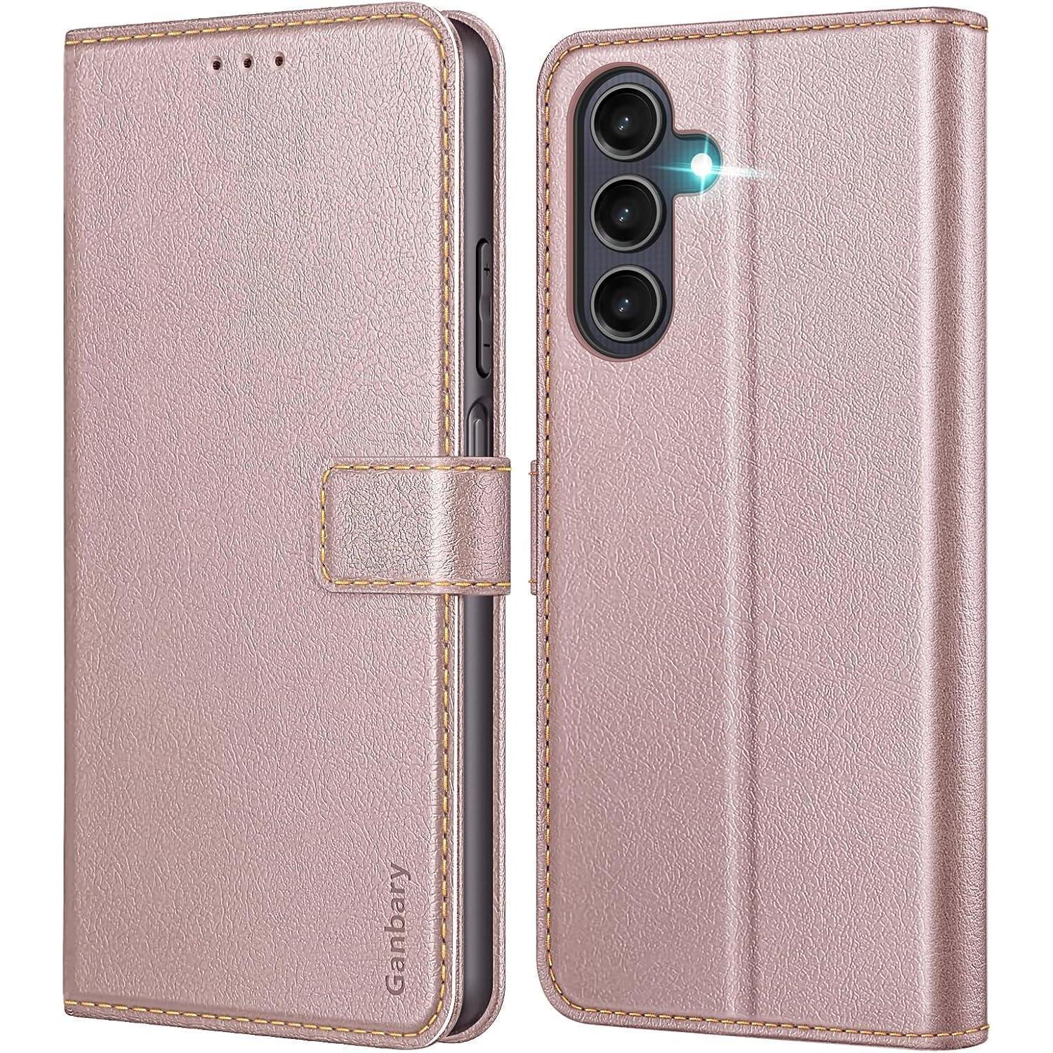Samsung Galaxy A25 5g Handyhülle Leder Klapphülle Roségold