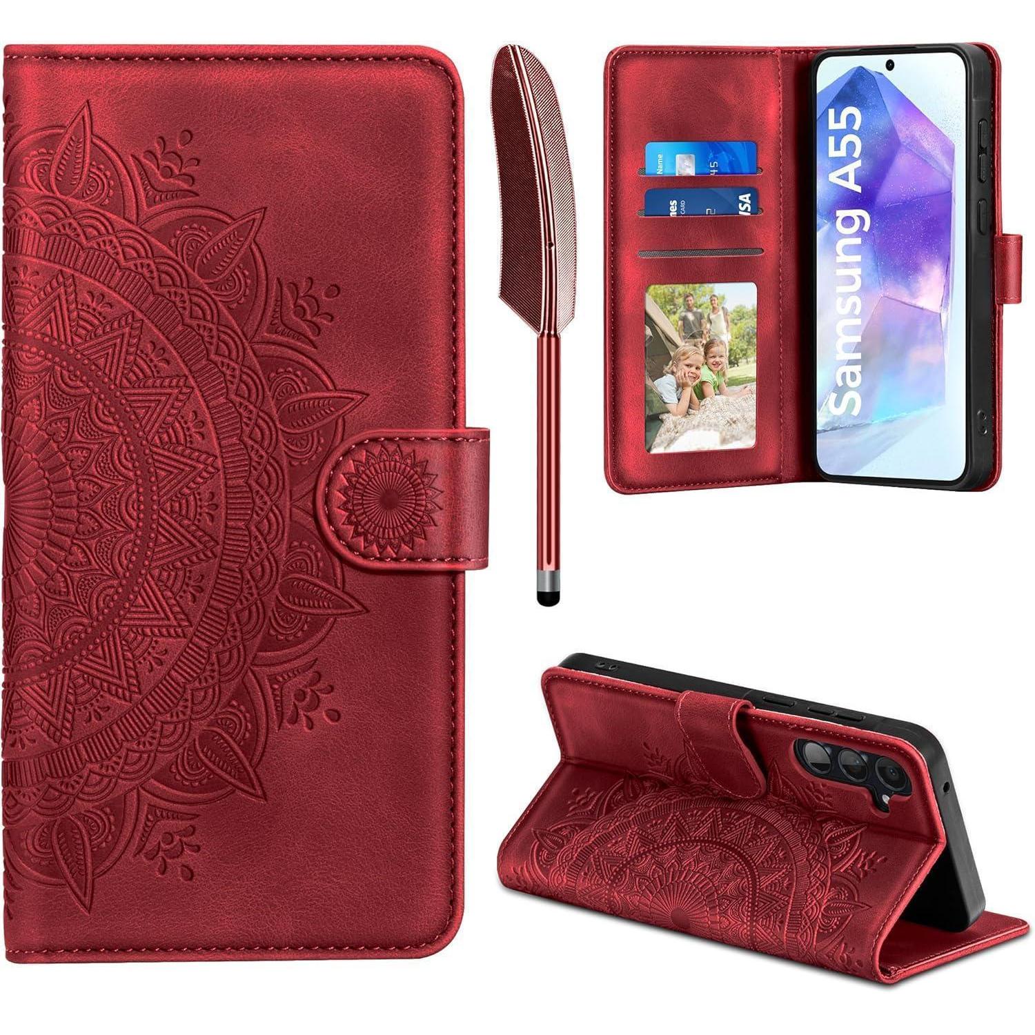 Lederhülle Samsung Galaxy A55 5g Flip Wallet Case Rot