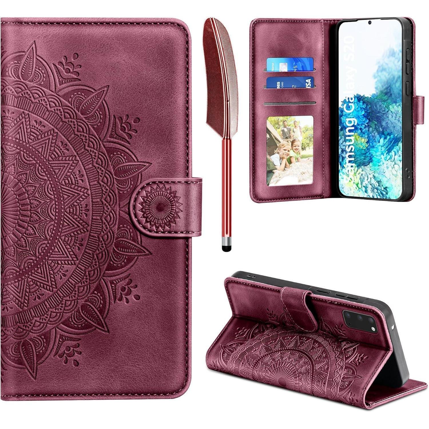 Samsung Galaxy S20 Hülle: Easdnb Flip Wallet Pu Leder Case, Weinrot