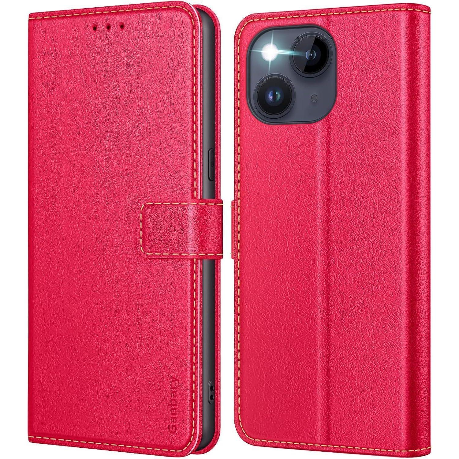 Handyhülle Iphone 14 13 Leder Klapphülle Kartenschlitzen Magnetverschluss