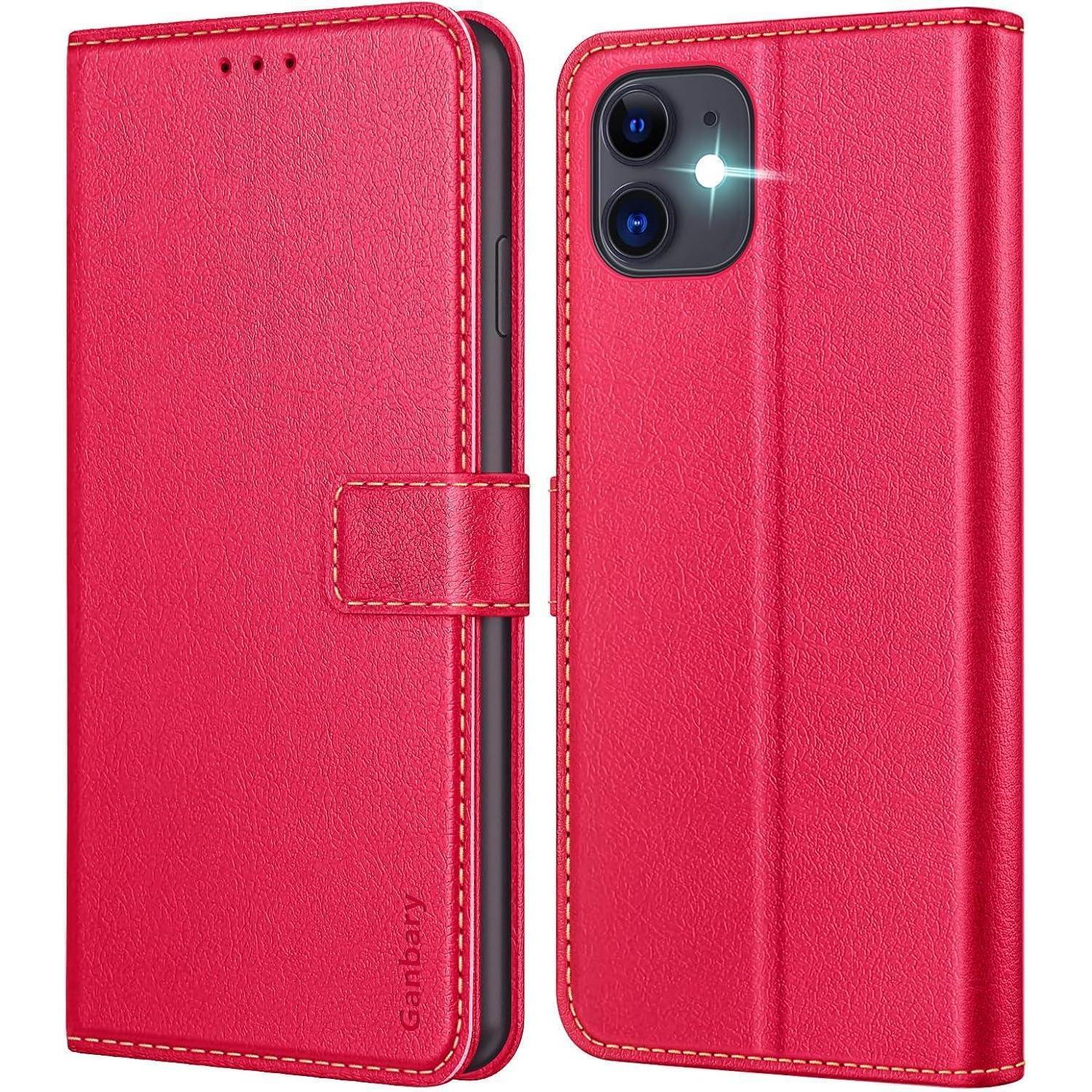 Premium Leder Klapphülle Für Iphone 11 Mit Kartenschlitzen, Magnetverschluss Und