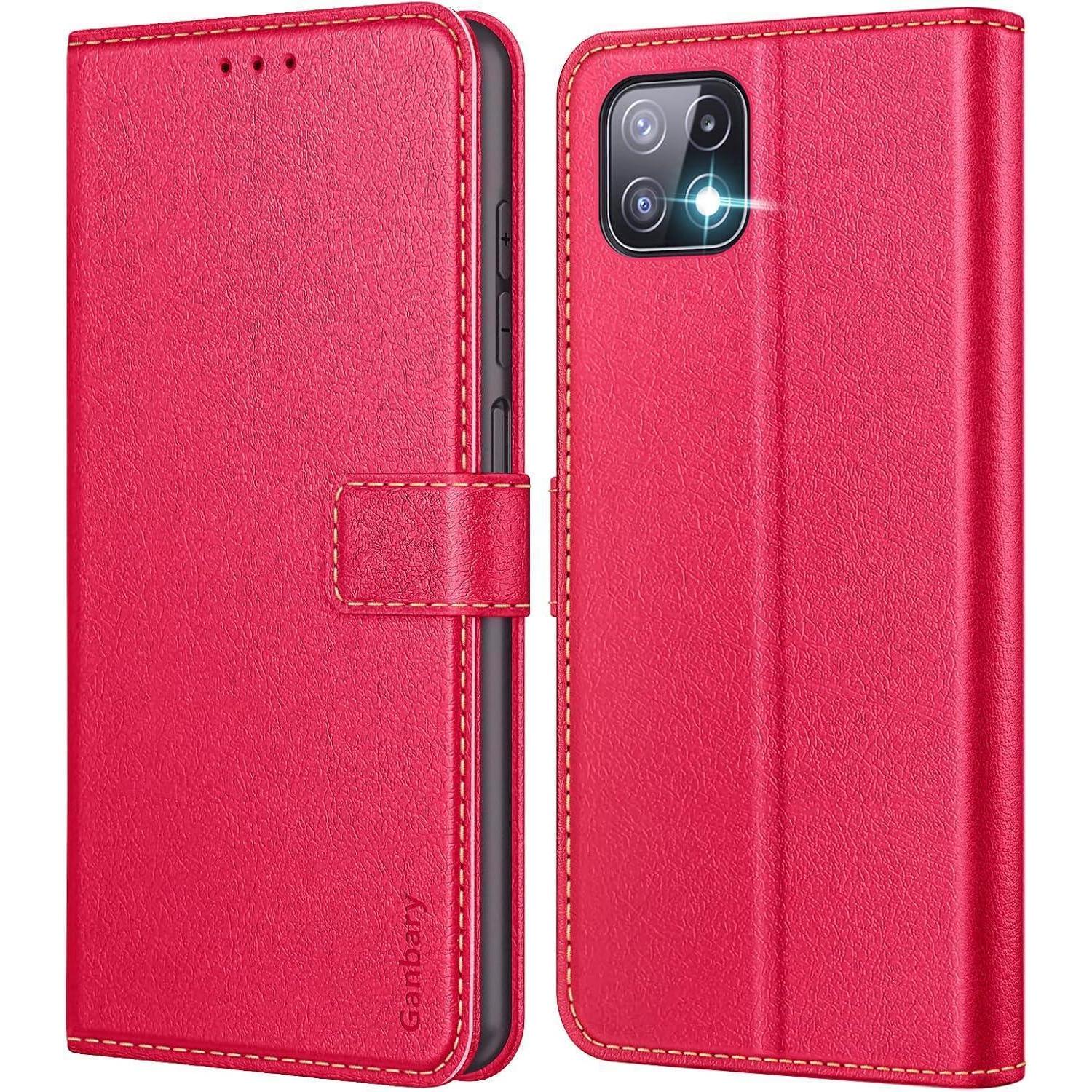Leder Handyhülle Samsung Galaxy A22 5g Rot Flipcase Standfunktion