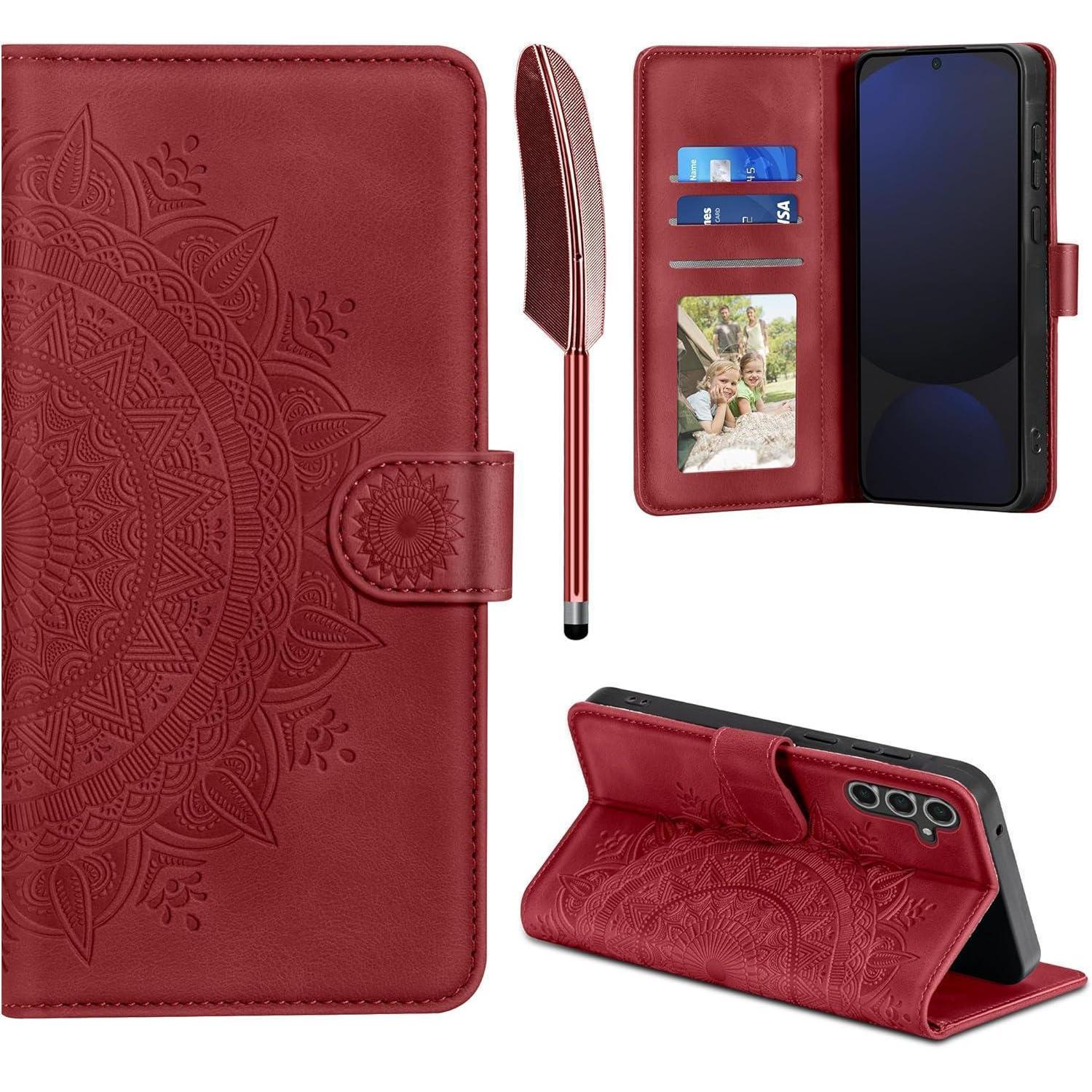 Handyhülle Flip Wallet Kartenfach Magnet Samsung Galaxy S24 Fe Rot