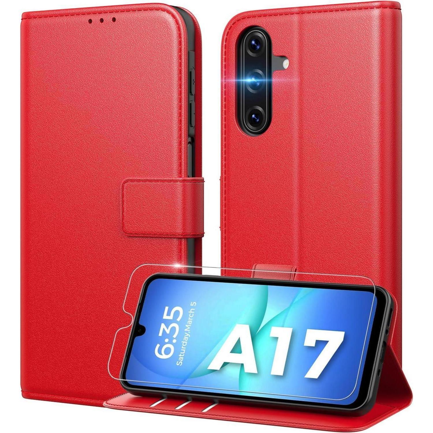 Handyhülle A17 5g Samsung Galaxy A17 Rot Mit Geh&xe4rtetem Glas