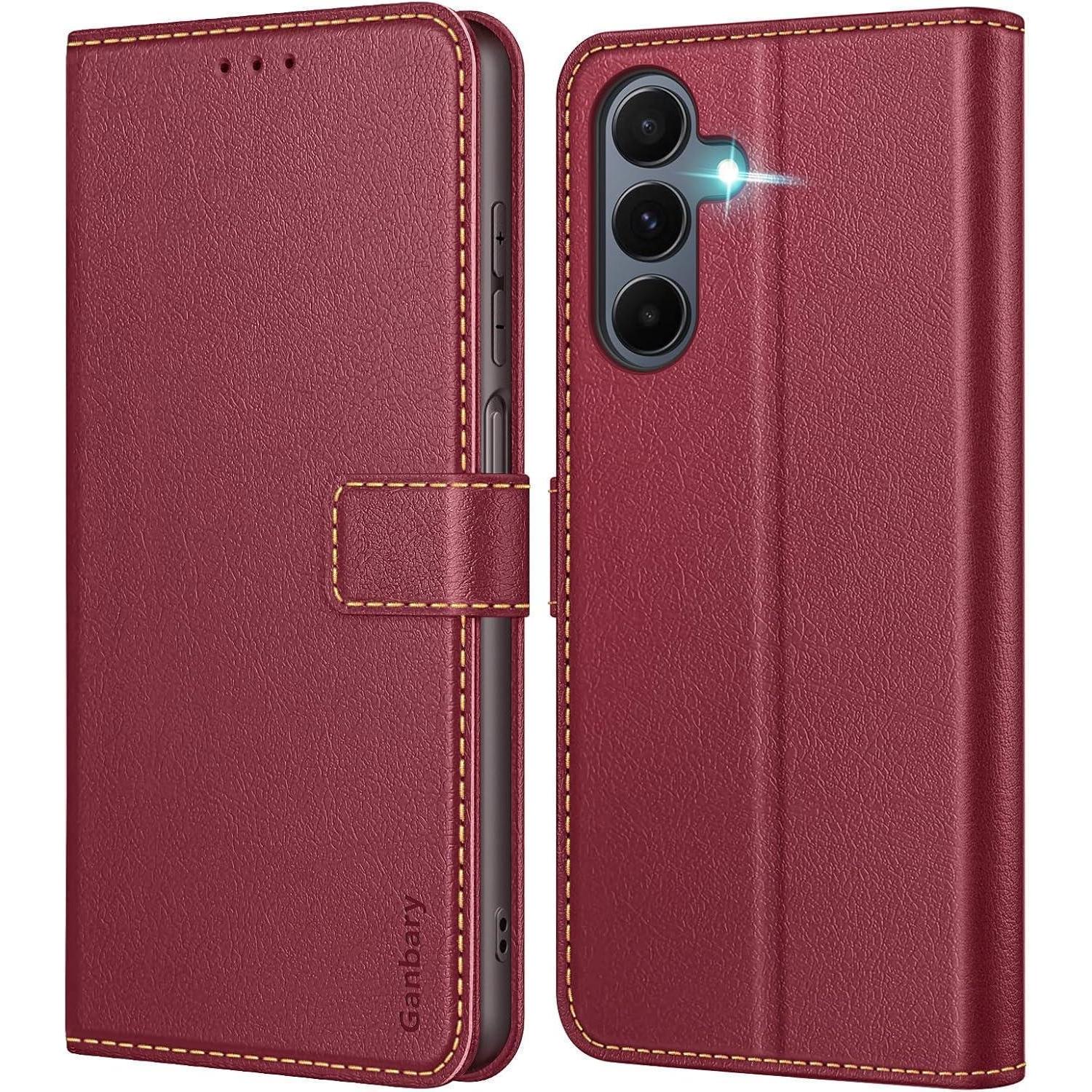 Handyhülle A16 4g 5g Leder Magnetverschluss Samsung Galaxy A16 Weinrot