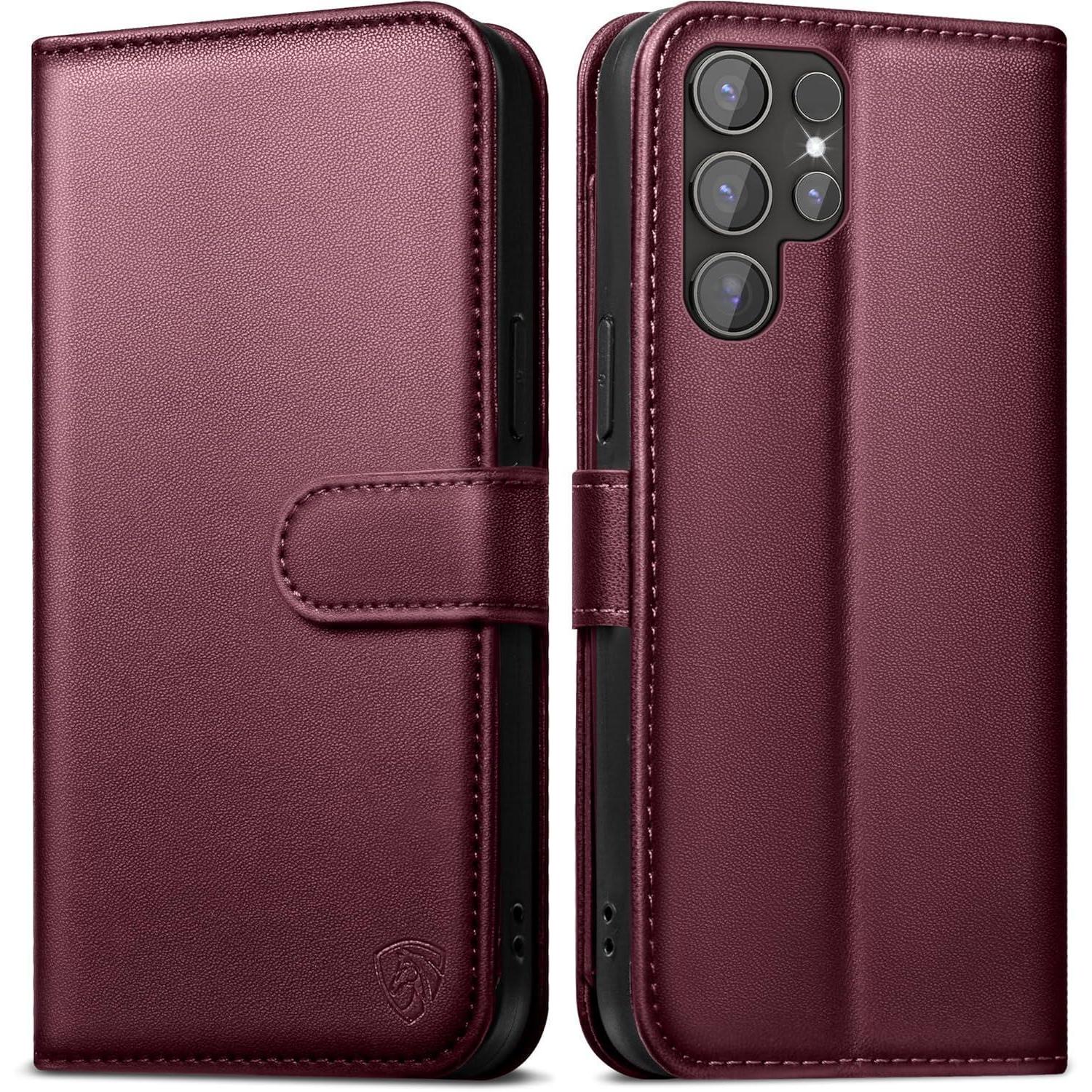 Handyhülle Galaxy S24 Ultra Leder Samsung Galaxy S24 Ultra Weinrot