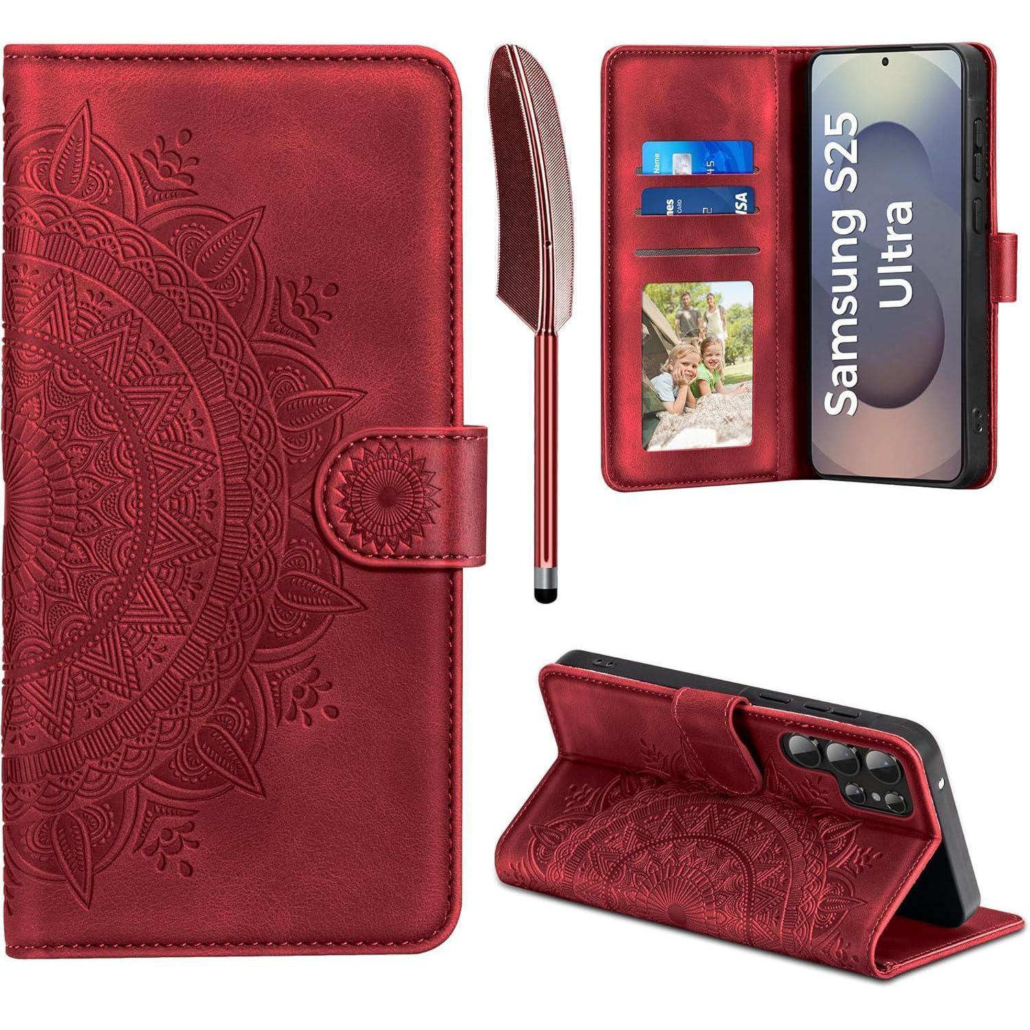 Handyhülle Galaxy S25 Ultra Flip Wallet Samsung Galaxy S25 Ultra Rot