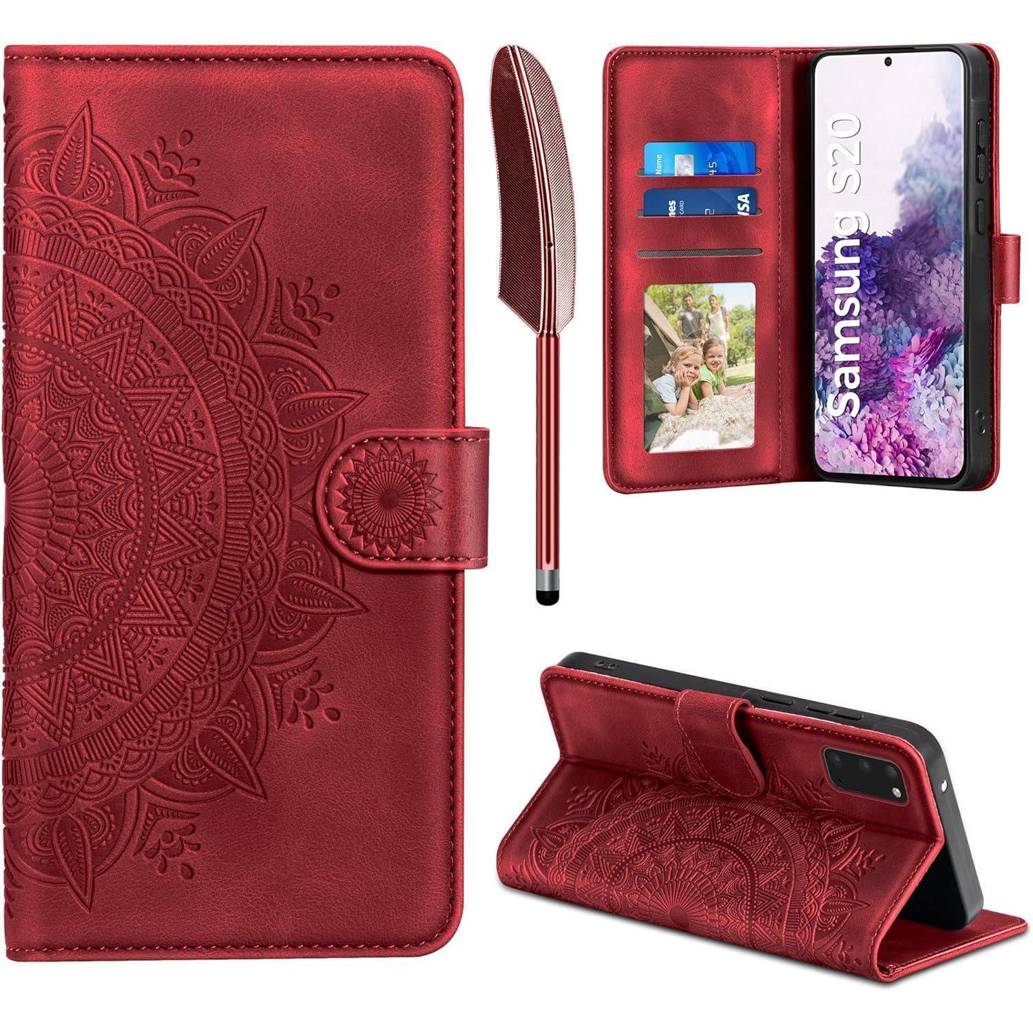 Handyhülle S20 Lederhülle Pu Klapphülle Samsung Galaxy S20 Rot
