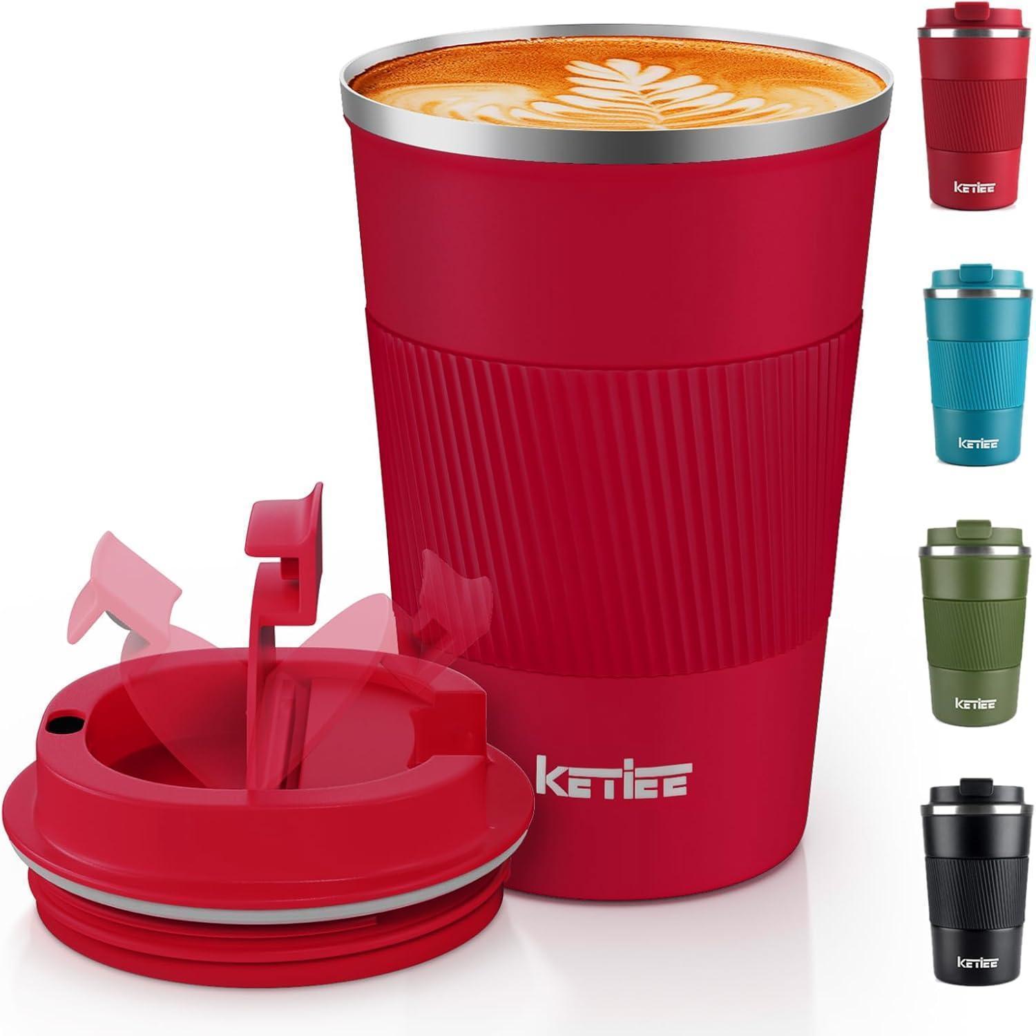 Ketiee Kaffeebecher To Go 380ml Thermobecher Rot Bpa-frei