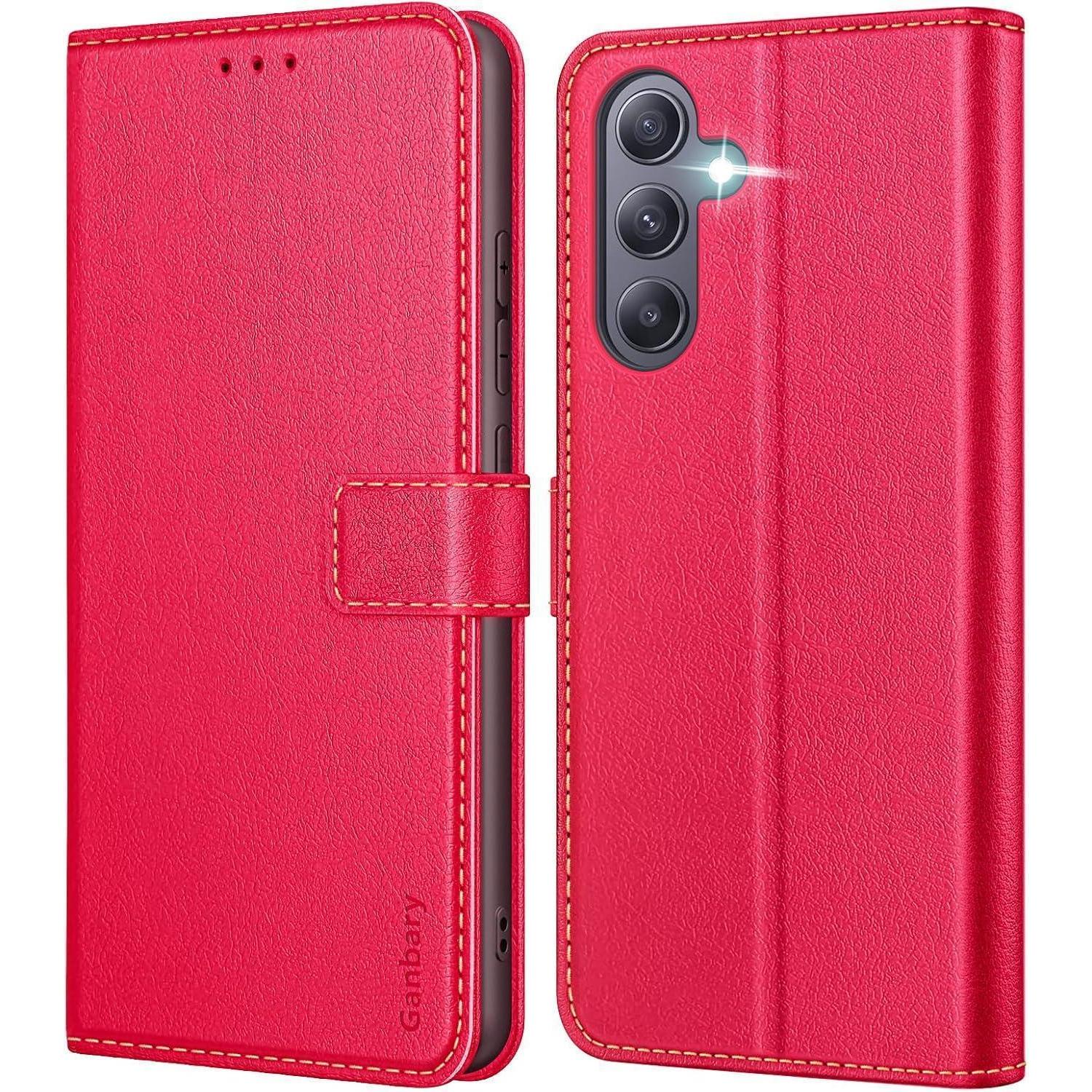 Handyhülle Samsung Galaxy A35 5g Leder Klapphülle Rot Magnetic Stand