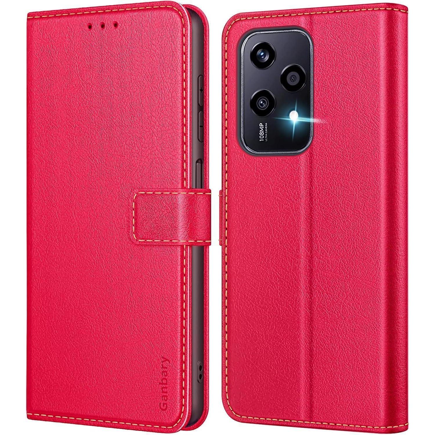 Handyhülle Für Honor 200 Lite Leder Schutzhülle Rot Magnet Standfunktion