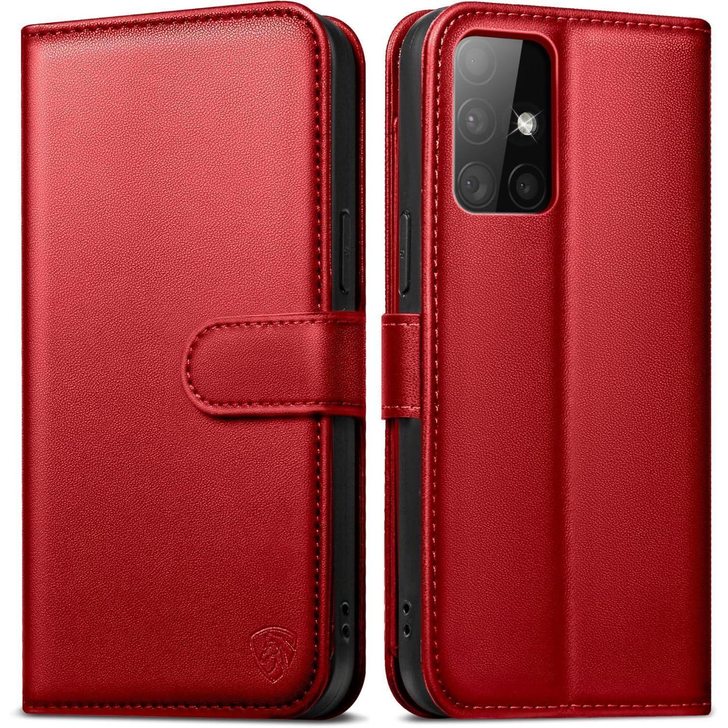 Handyhülle Samsung Galaxy A51 Premium Klapphülle Rfid Schutz Rot