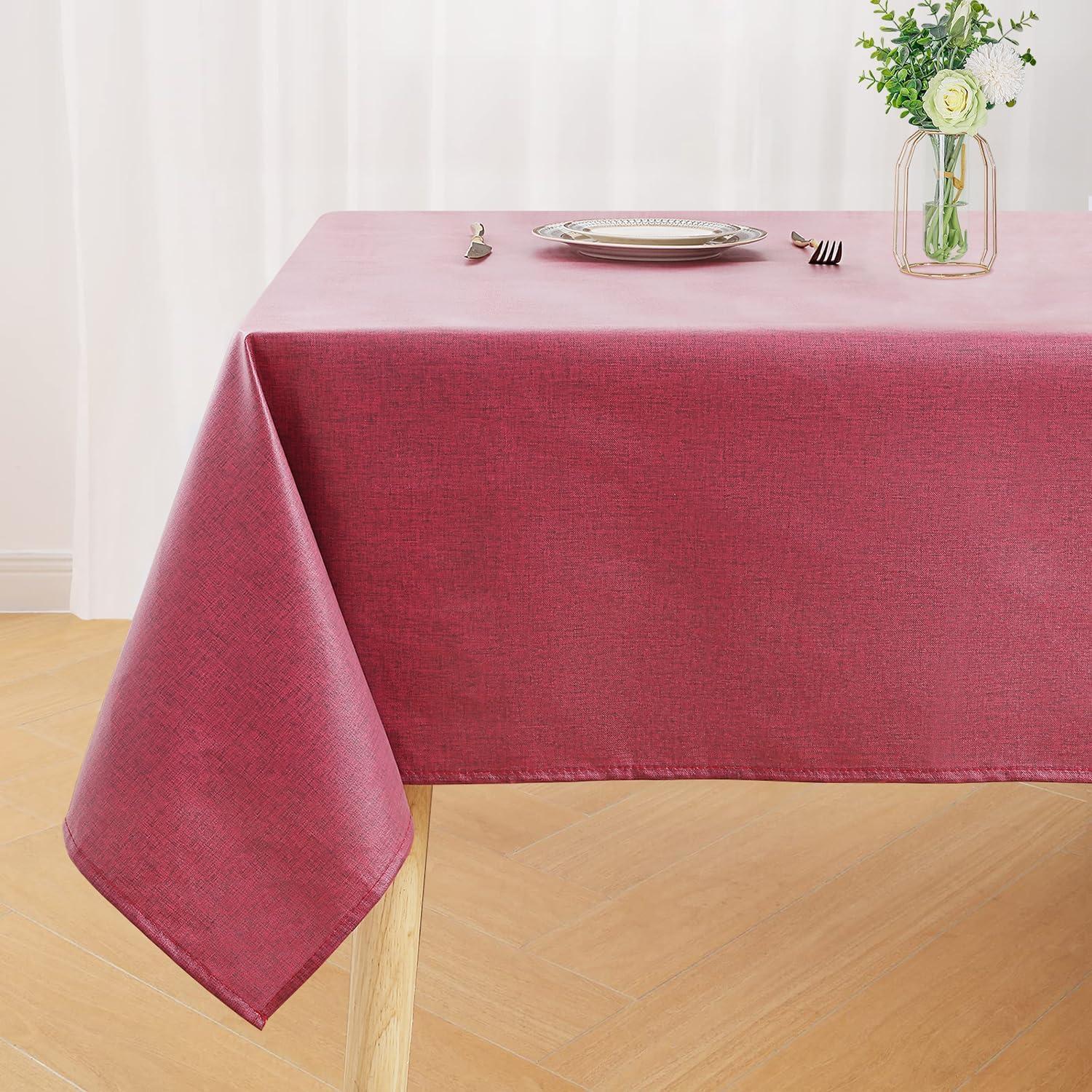 Tischdecke Leinenoptik Abwaschbar 140 X 140 Cm (quadratisch) Weinrot