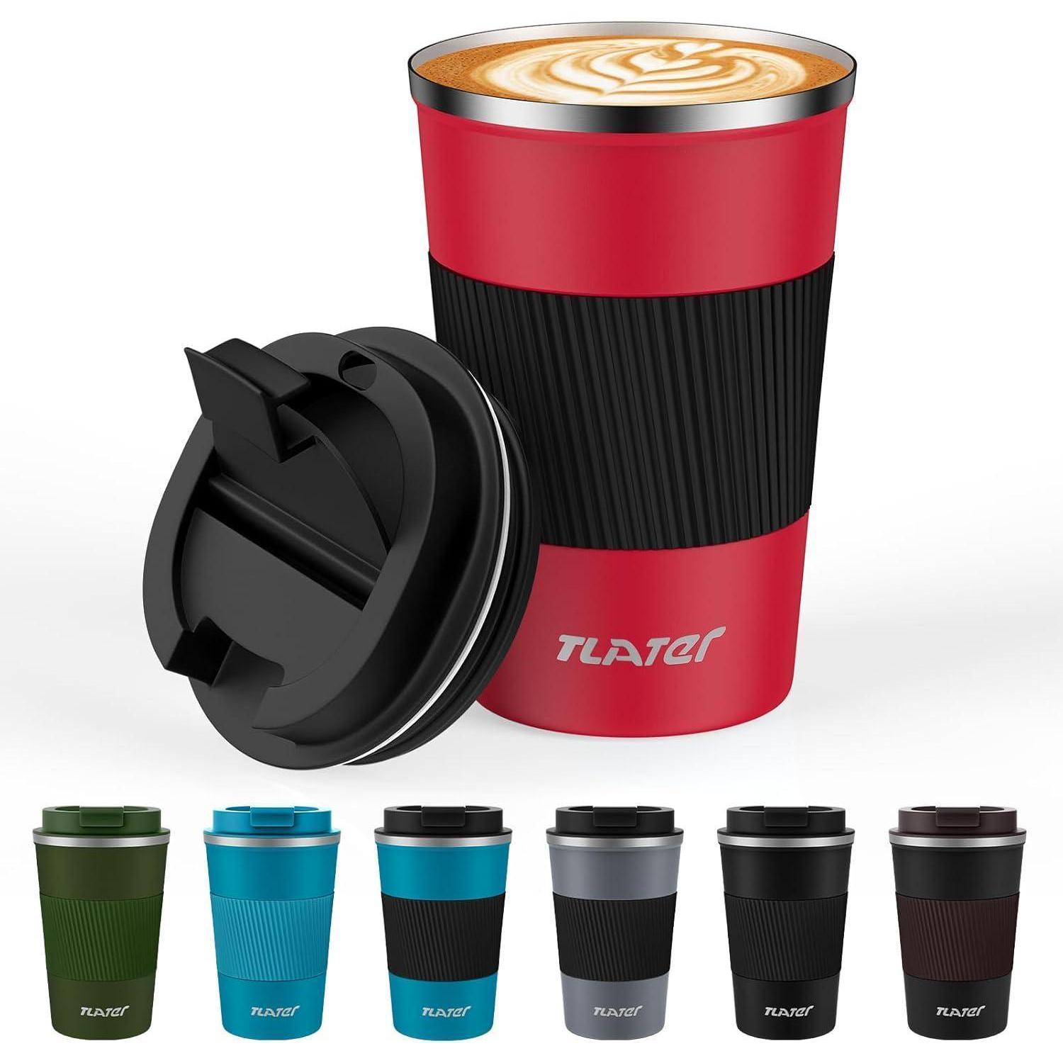 Tlater 380 Ml Thermal Stainless Steel Travel Coffee Mug Leak-proof Lid