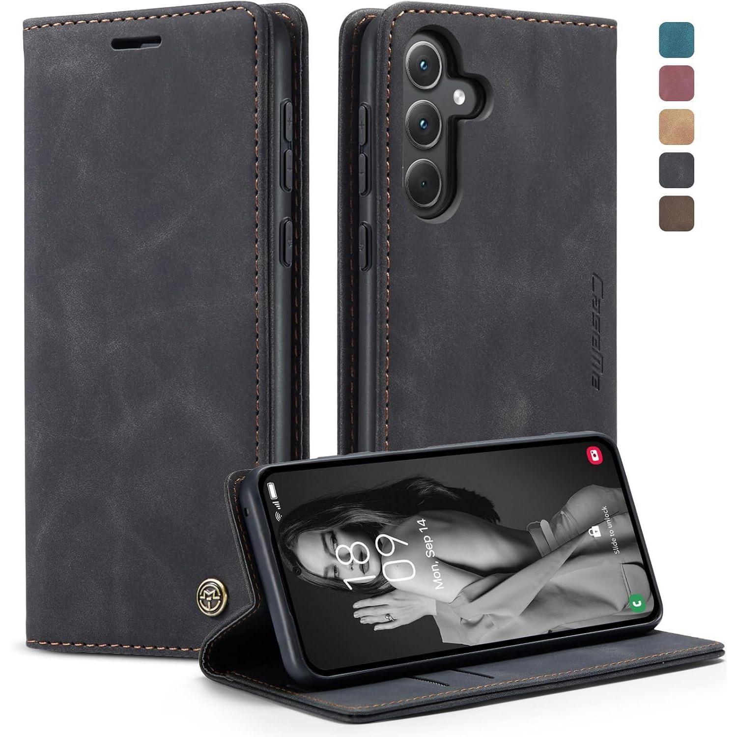 Schwarze Kzb Handyhülle Samsung Galaxy A35 5g Leder Flip Case Standfunktion
