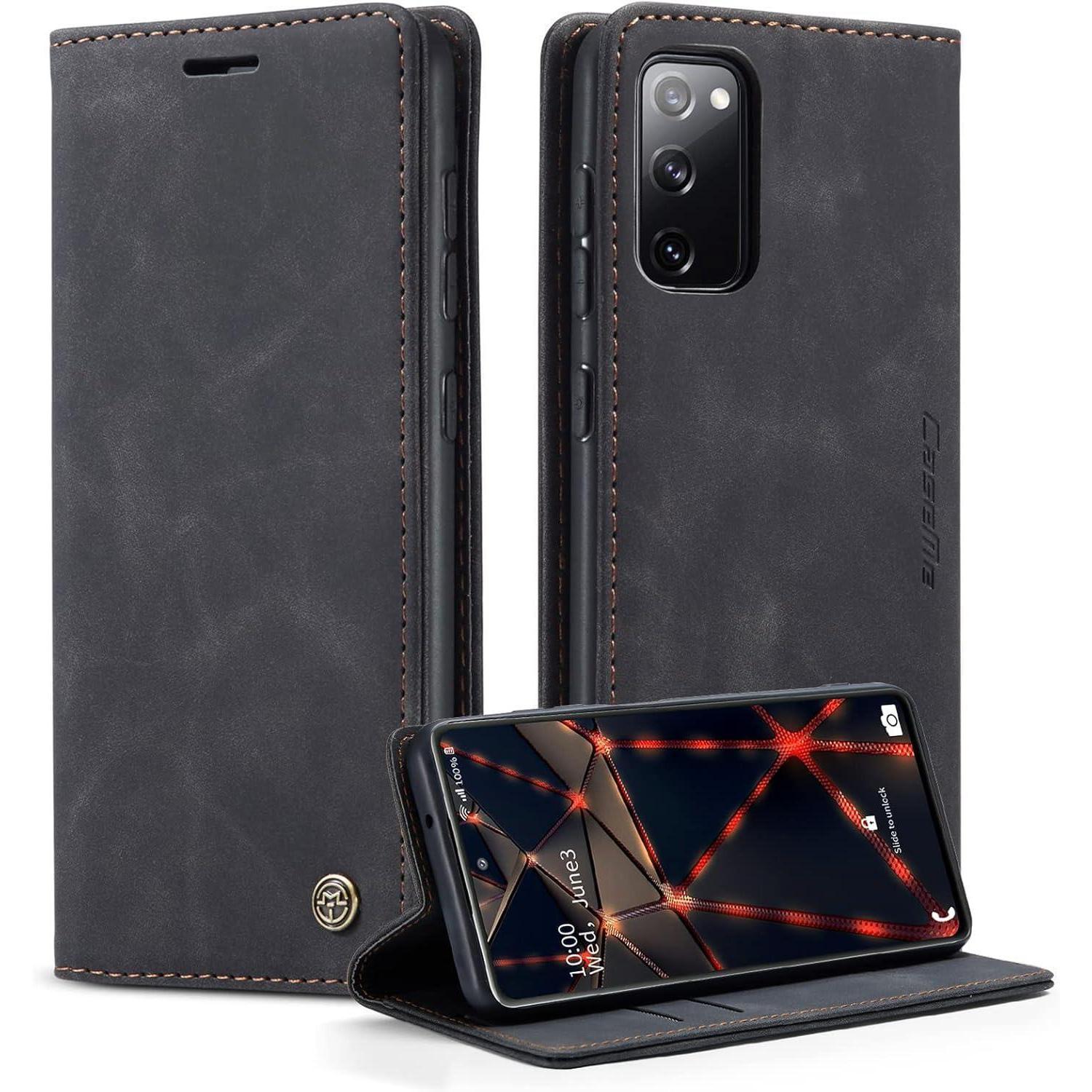 Caseme Samsung Galaxy S20 Fe 5g/4g Handyhülle Schwarz Magnet Standfunktion