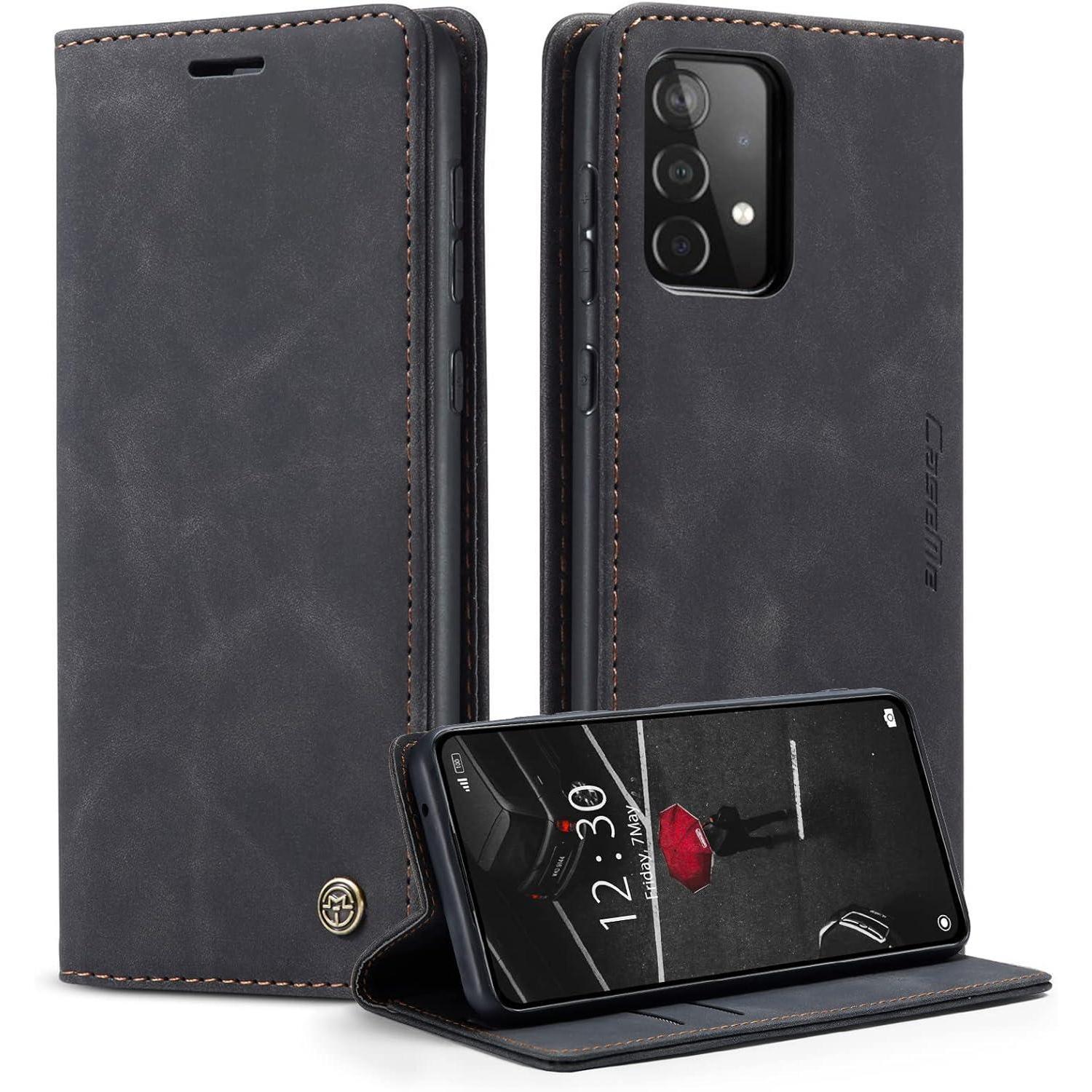 Caseme Samsung Galaxy A52s 5g/ A52 4g/5g Hülle Schwarz Magnet Standfunktion