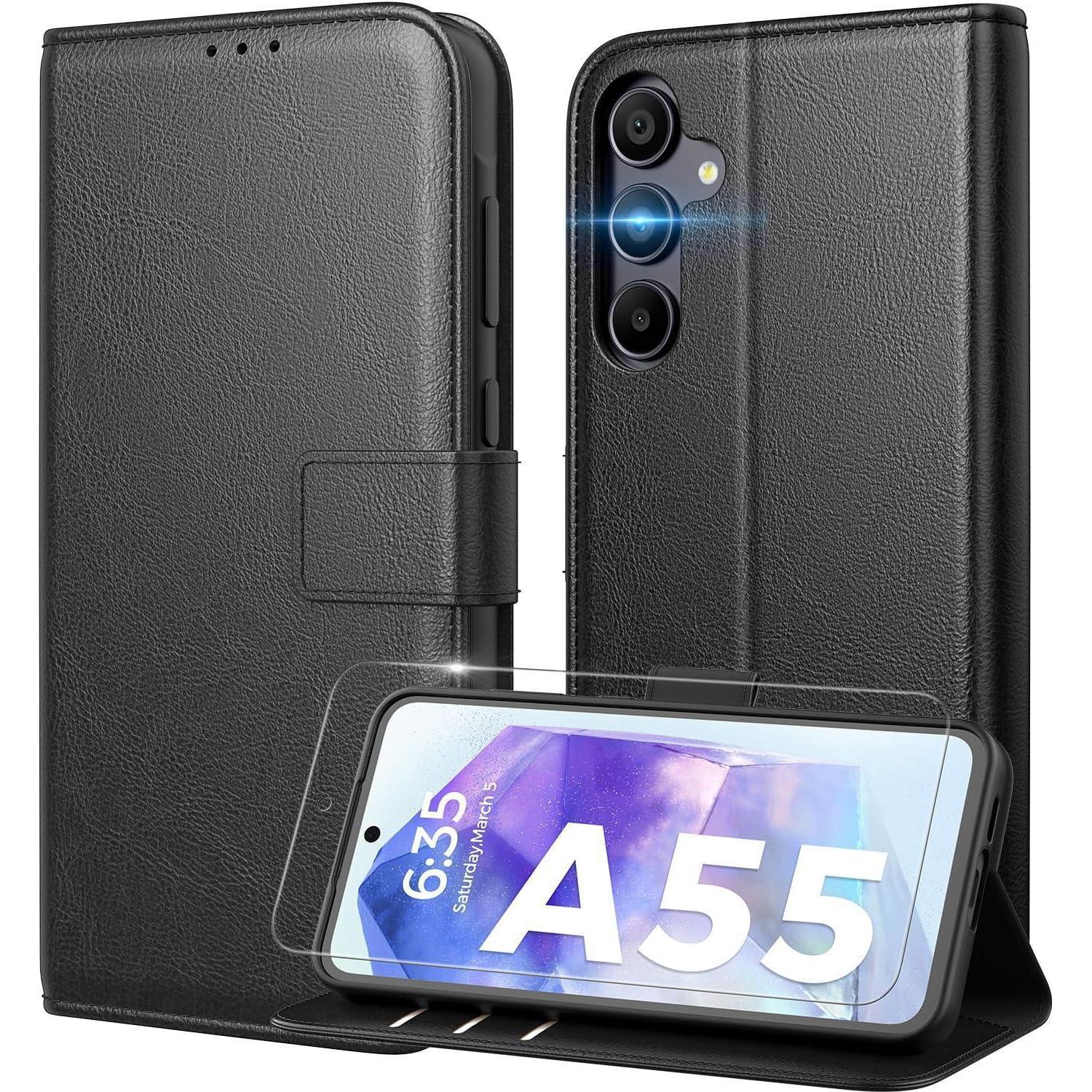 Peakally Handyhülle Samsung Galaxy A55 5g Schwarz Rfid Pu Leder