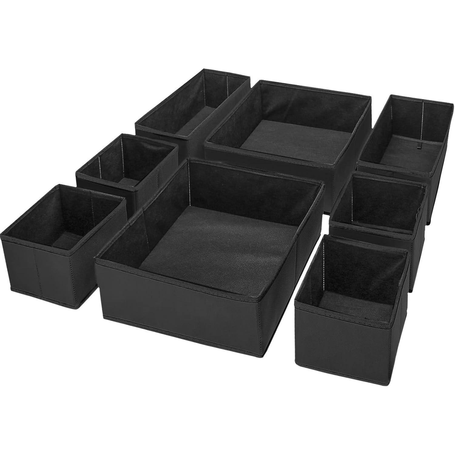 Aufbewahrungsbox Stoff Schubladen Organizer Kleidung 8 Stück Schwarz