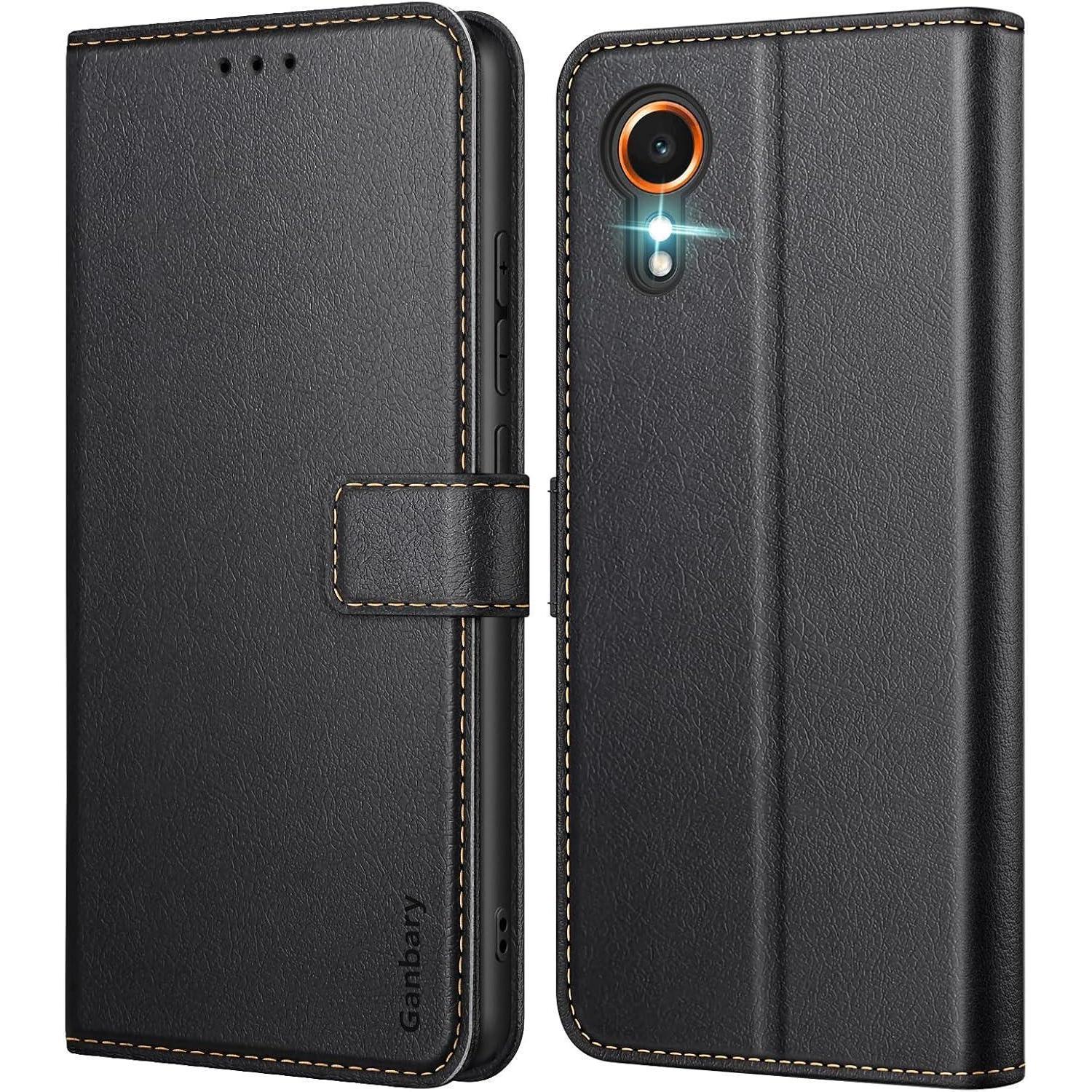 Samsung Galaxy Xcover 7 Hülle Leder Klapphülle Schwarz Mit Kartenschlitzen