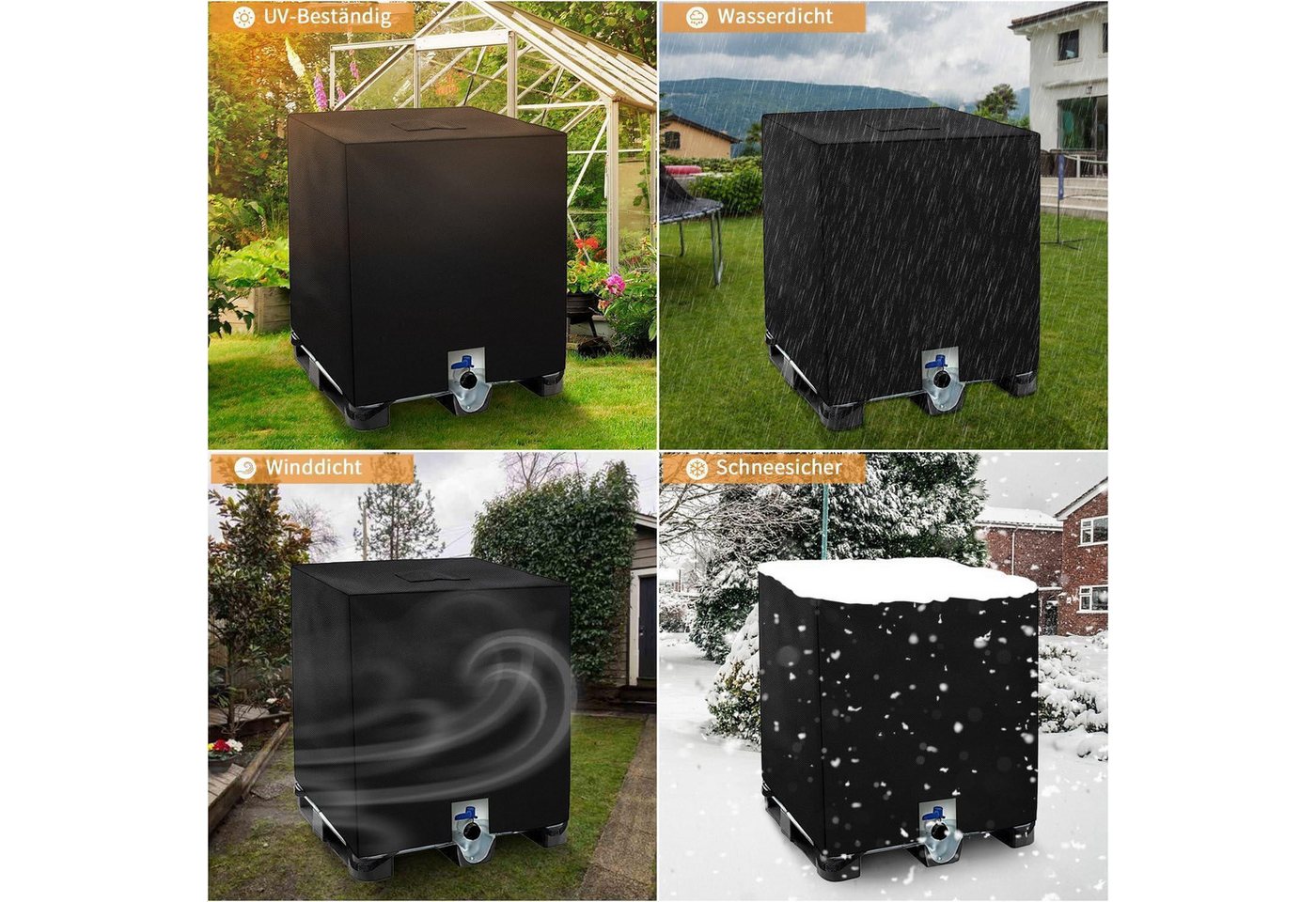 Dokon Ibc Tank Abdeckung 1000l Container Schutzhülle Schwarz 420d Oxford