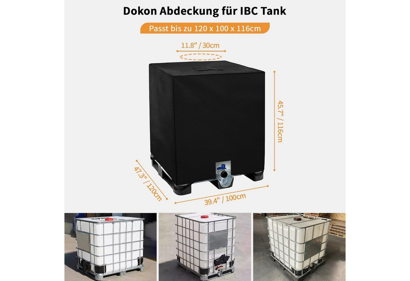 Dokon Ibc Tank Abdeckung 1000l Container Schutzhülle Schwarz 420d Oxford Bild 3