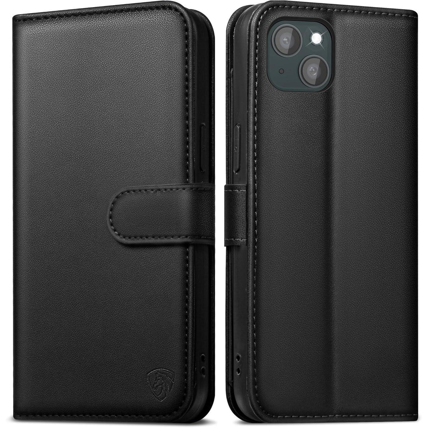 Easdnb Iphone 15 Handyhülle Panzer Schutz Glas Kartenfächer Rfid Schwarz