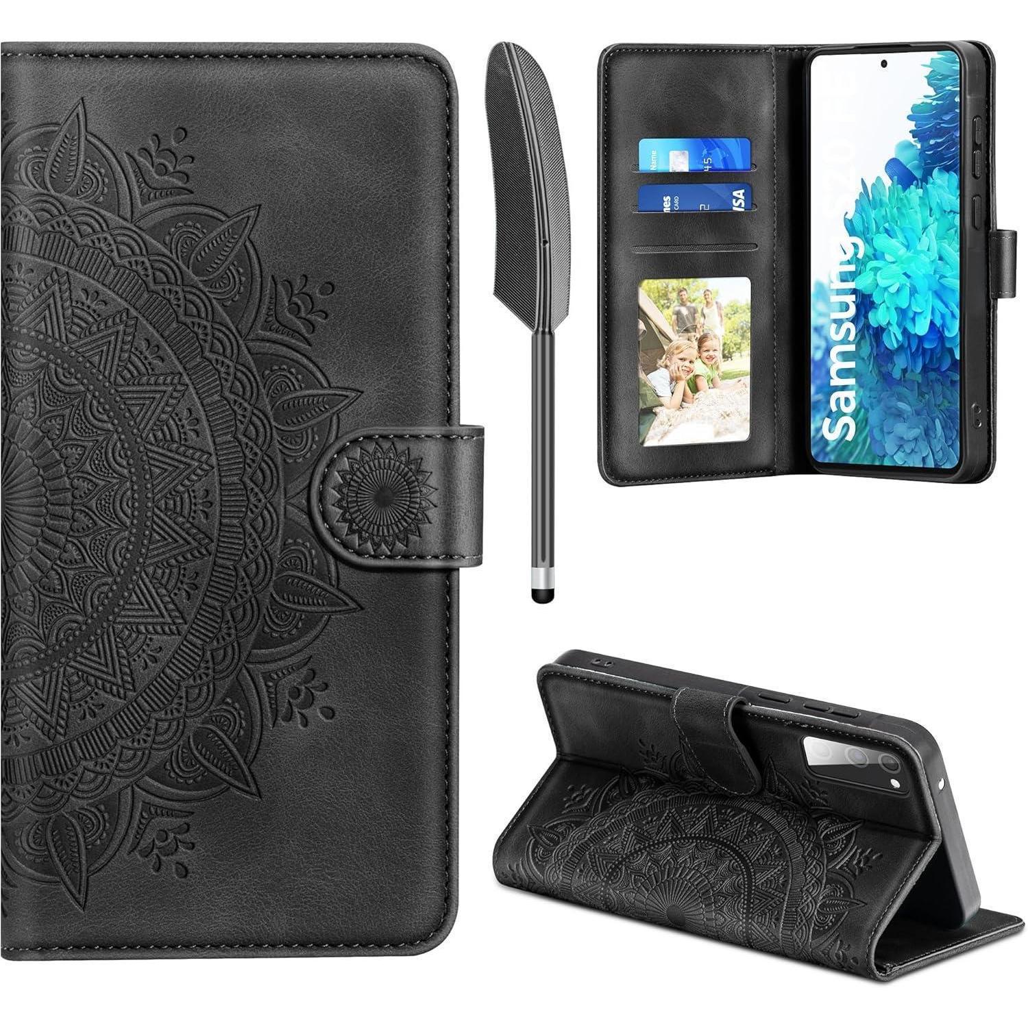 Samsung Galaxy S20 Fe Leder Flip Wallet Hülle Schwarz