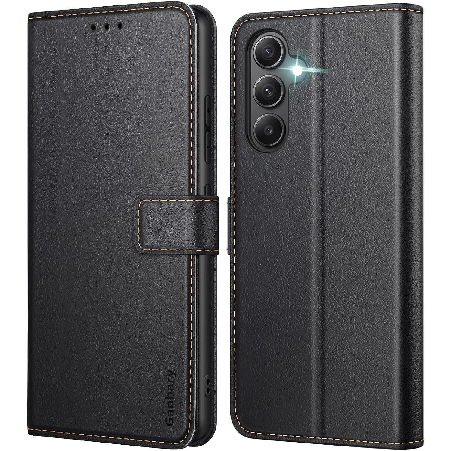 Samsung Galaxy A34 5g Handyhülle Leder Klapphülle Schwarz
