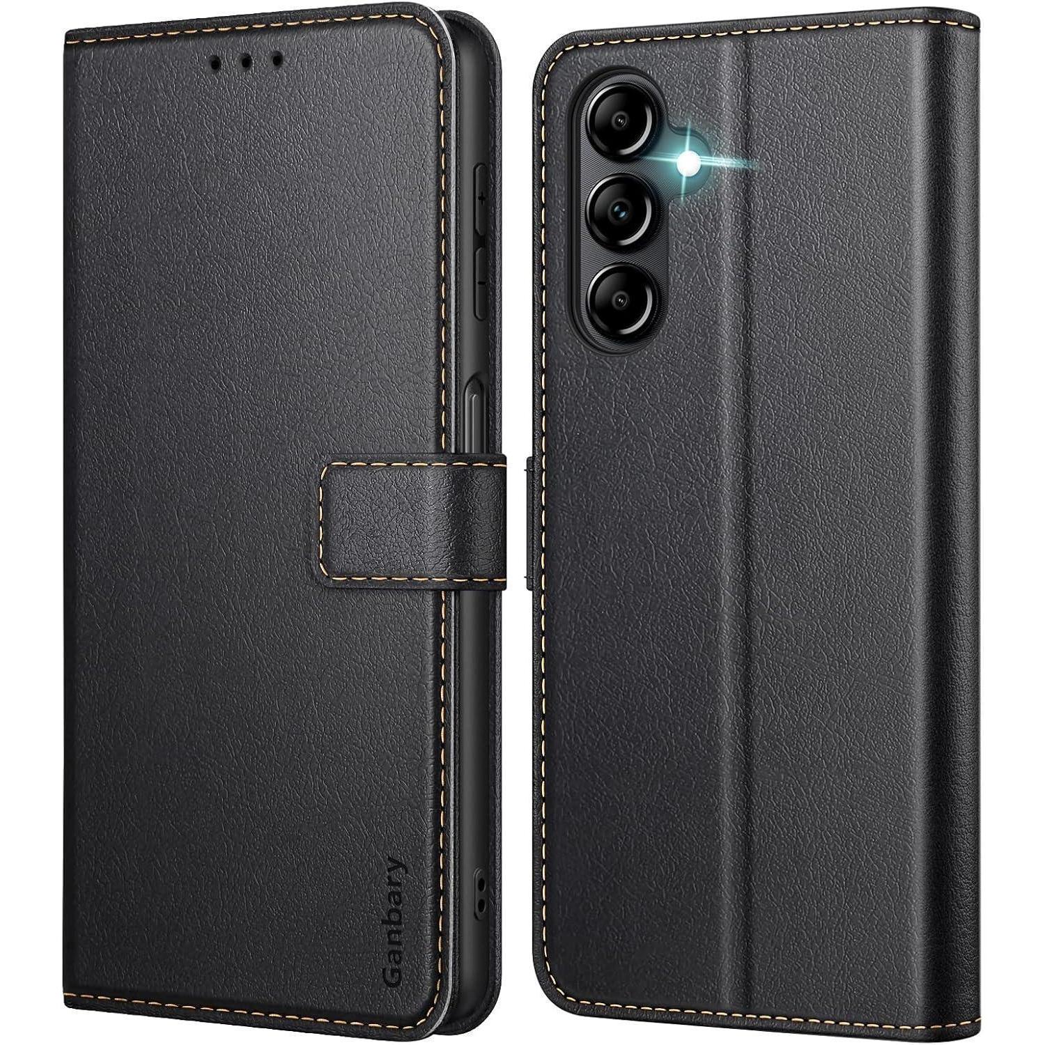 Samsung Galaxy A14 4g 5g Hülle Schwarz Leder Klapphülle Card Slot Standfunktion