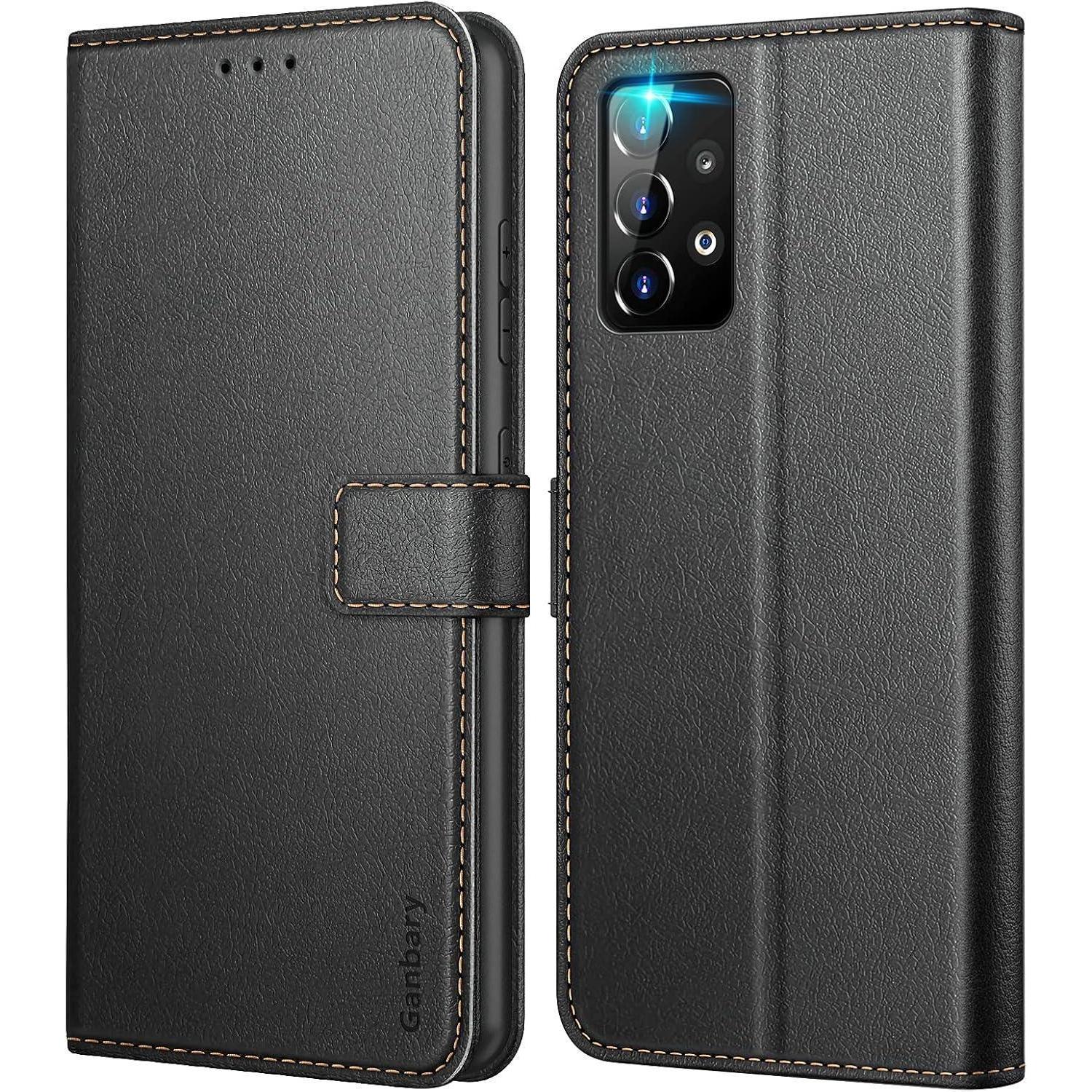 Samsung Galaxy A52 / A52s 5g Handyhülle Schwarz Leder Flipcase Mit Kartenfächern
