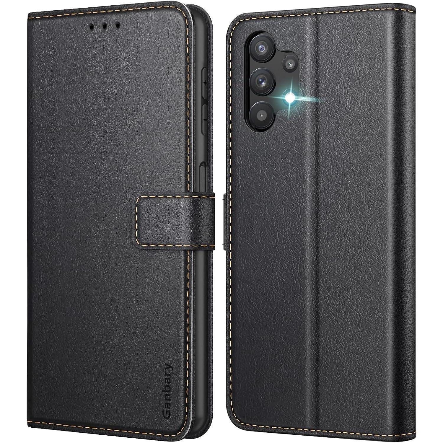 Handyhülle Samsung Galaxy A13 4g Leder Tasche Schwarz Standfunktion