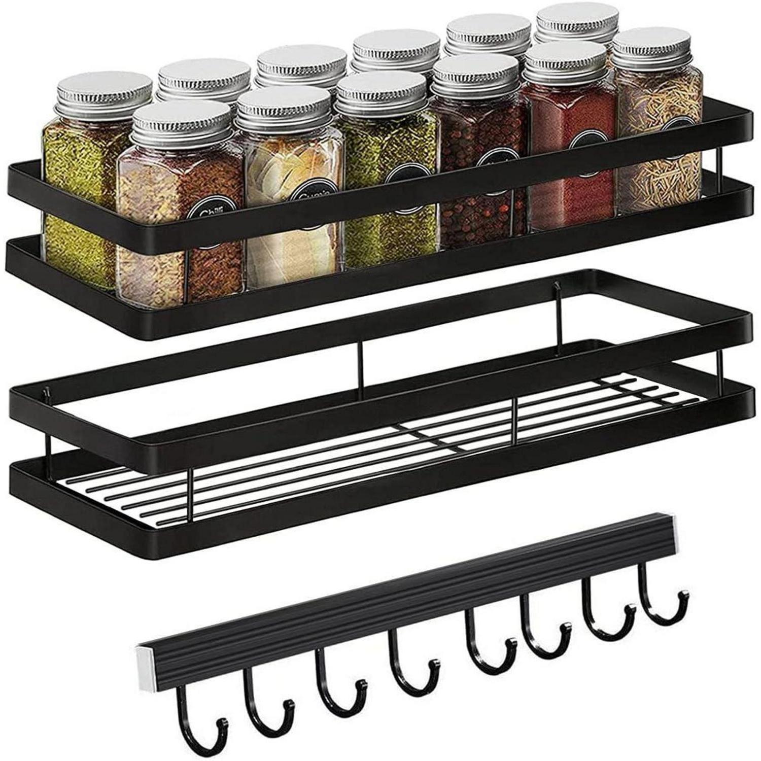 Gewürzregal Wand Ohne Bohren 2er Set Küchenreling Hängend Edelstahl 35 X 12 X