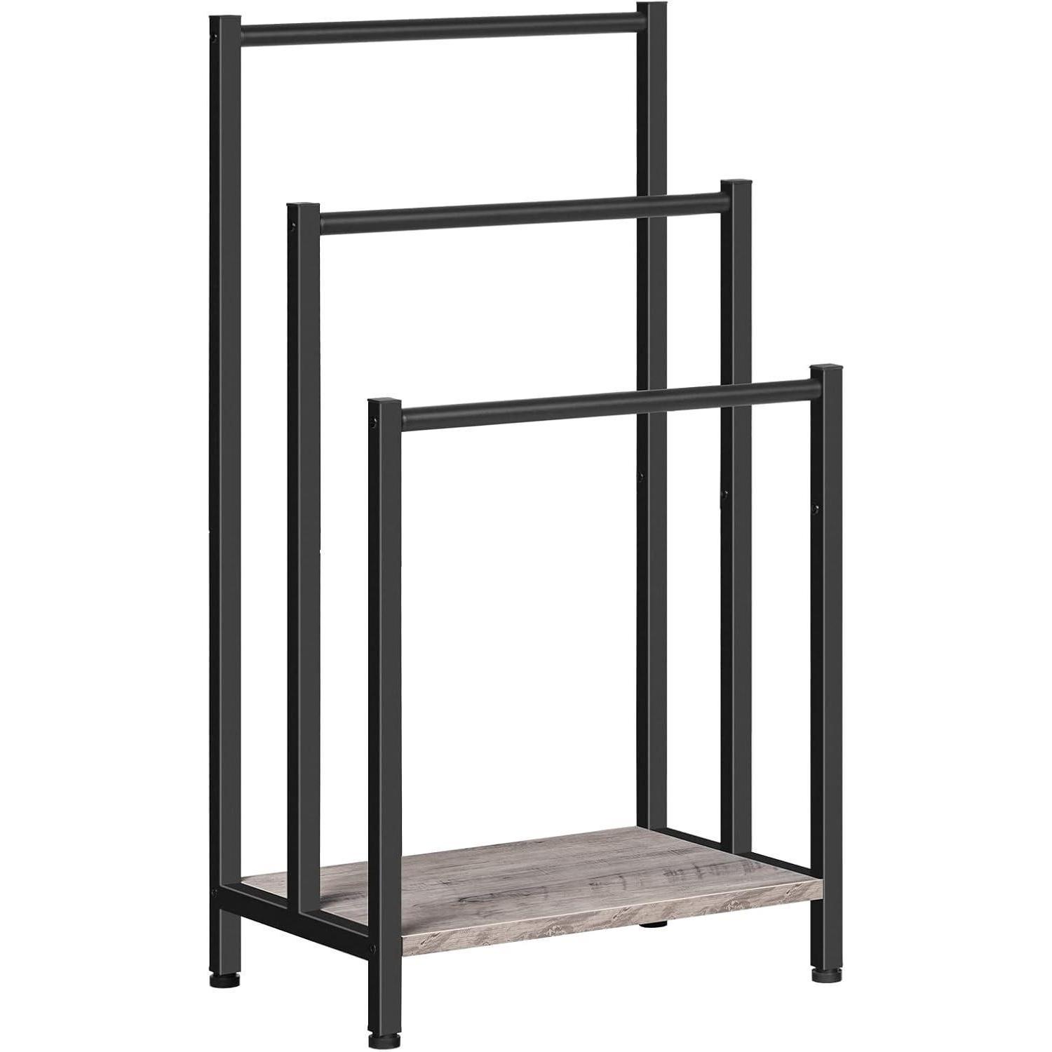 Handtuchständer Freistehend 3 Stangen 43 X 28 X 81 Cm Greige Schwarz