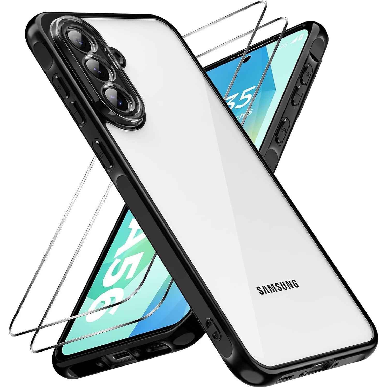 Handyhülle A56 5g Stoßfest Samsung Galaxy A56 Durchsichtig+schwarz