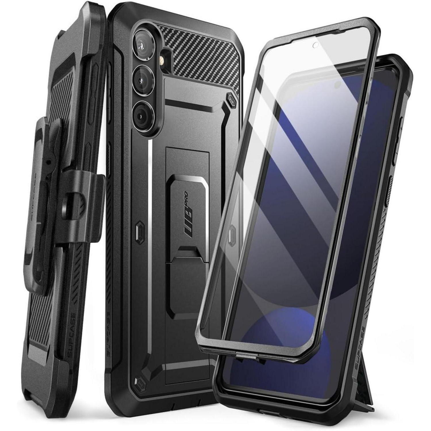 Handyhülle Galaxy S24 Fe 360grad Schutzhülle Gürtelclip Schwarz
