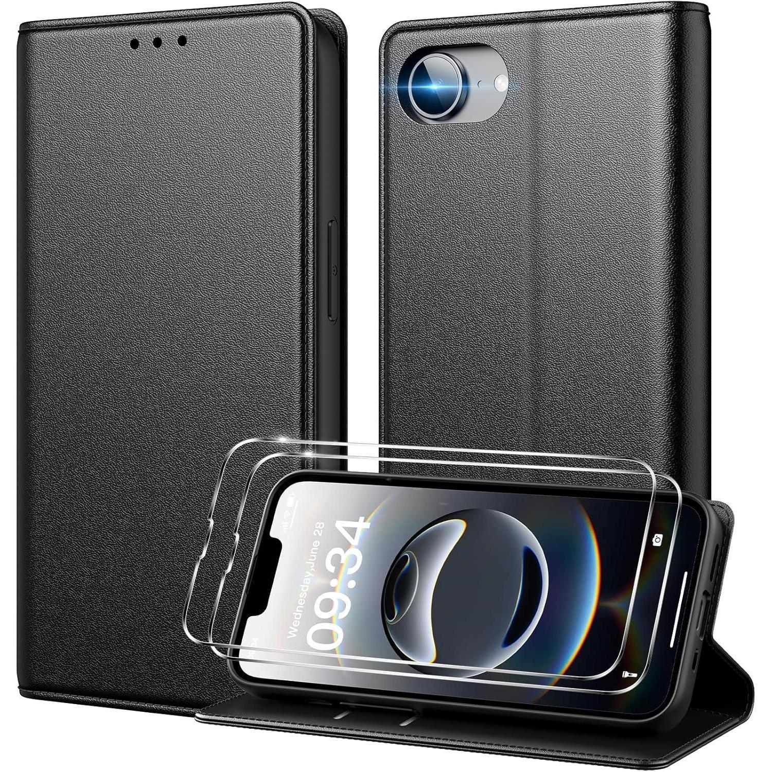 Handyhülle Klapphülle Iphone 16e Kartenfach Rfid Iphone 16e Schwarz