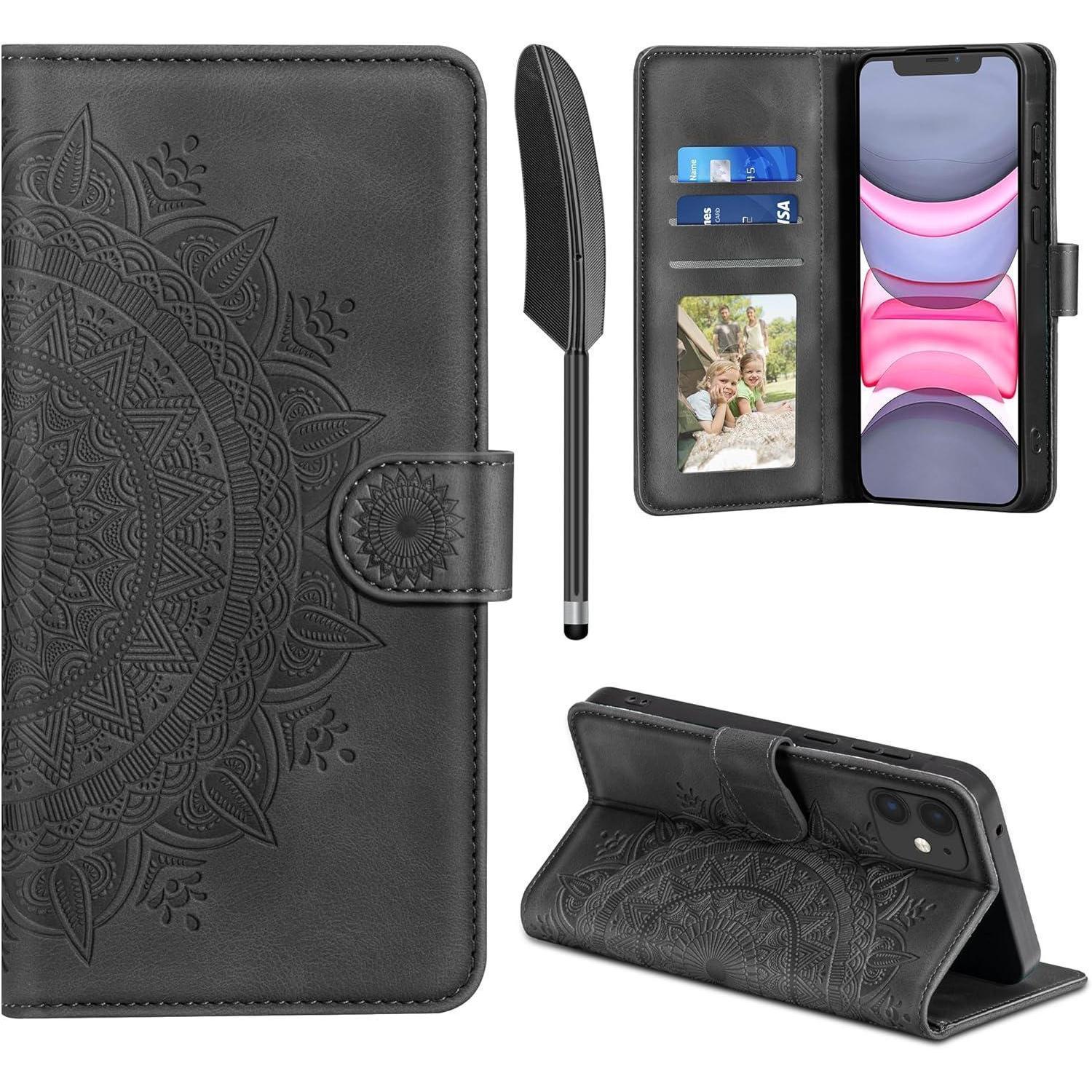 Handyhülle Lederhülle Iphone 11 Wallet Kartenfach Iphone 11 Schwarz