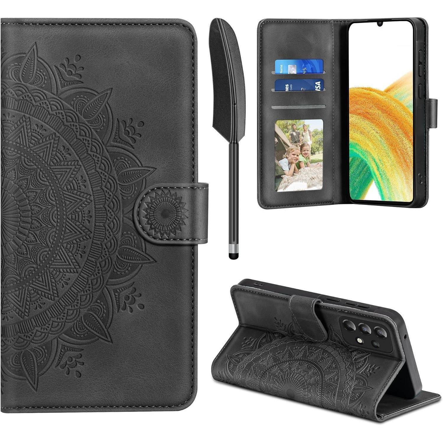Handyhülle Lederhülle Klapphülle Kartenfach Samsung Galaxy A33 Schwarz