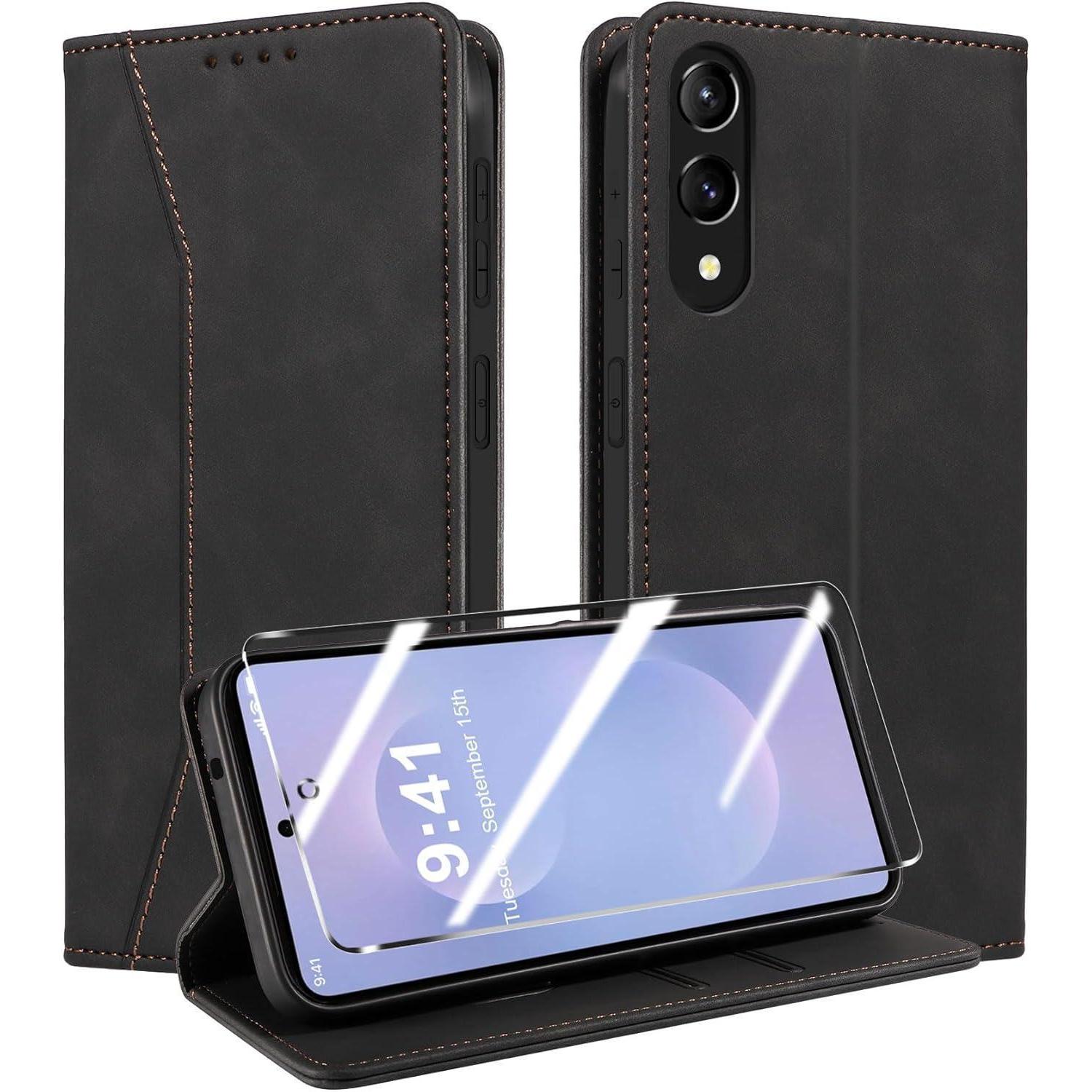 Handyhülle S25edge5g Leder Schwarz Samsung Galaxy S25 Edge 5g-traum