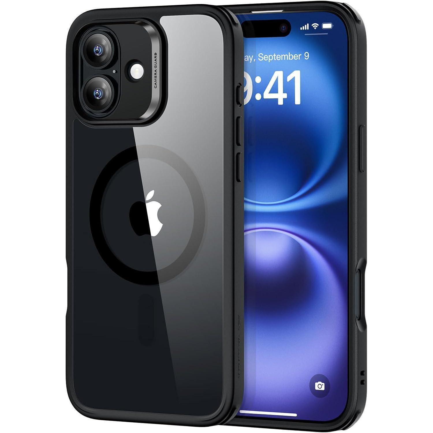 Handyhülle Iphone 16 Magsafe Stoßfest Iphone 16 Klares Schwarz
