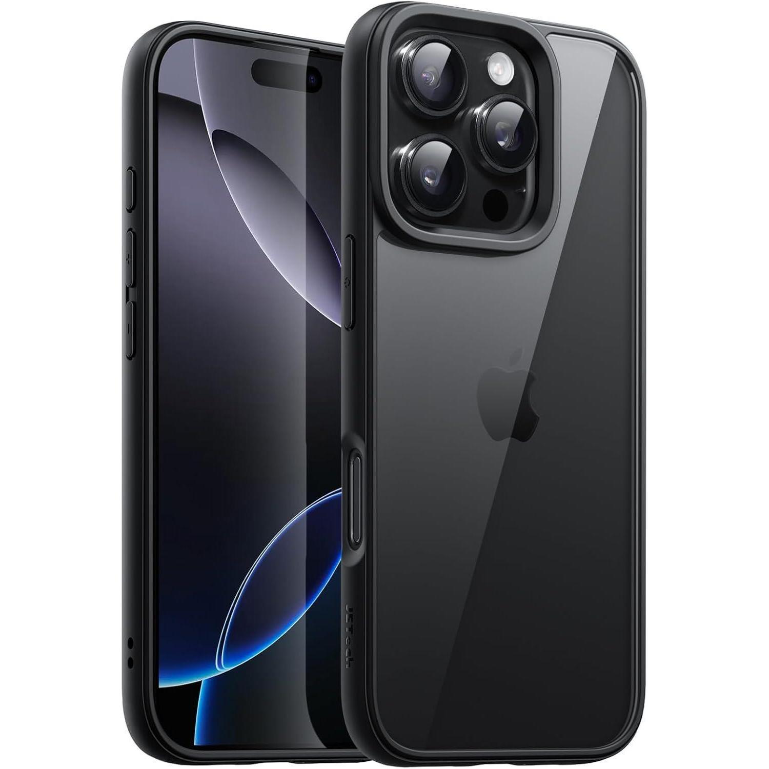 Handyhülle Iphone 16 Pro Stoßfest Tpu Transparent Schwarz