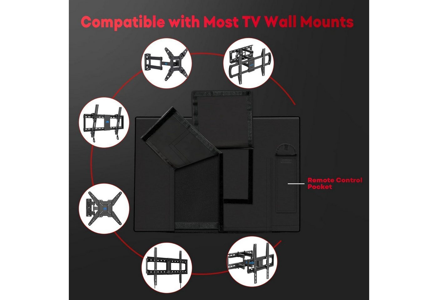 Tv Abdeckung 40-43 Zoll Außenbereich 600d Oxford Pu Heavy Duty Schwarz Bild 4